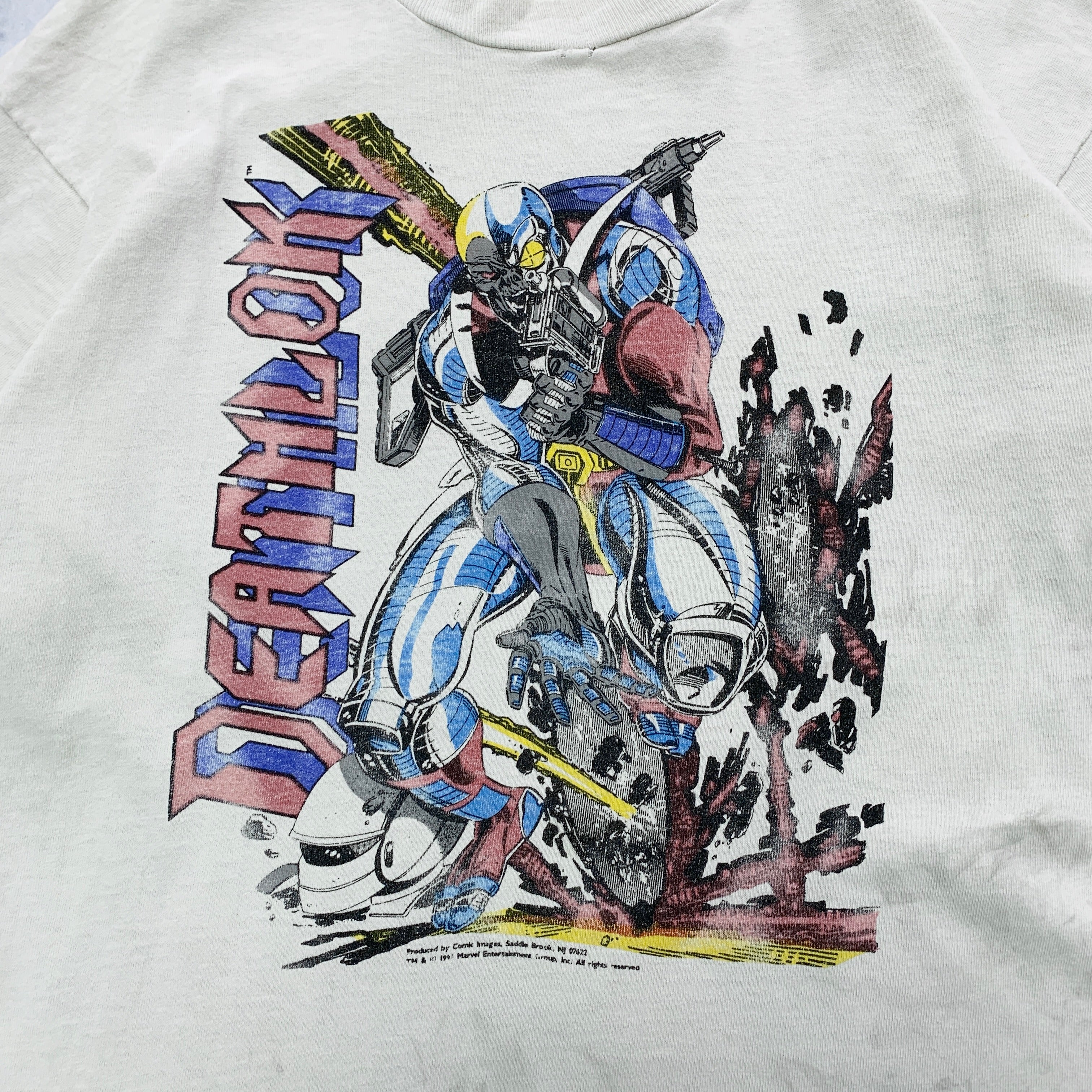 Vintage Marvel Comics T Shirt Mens XL White Single Stitch Deathlok Graphic Print