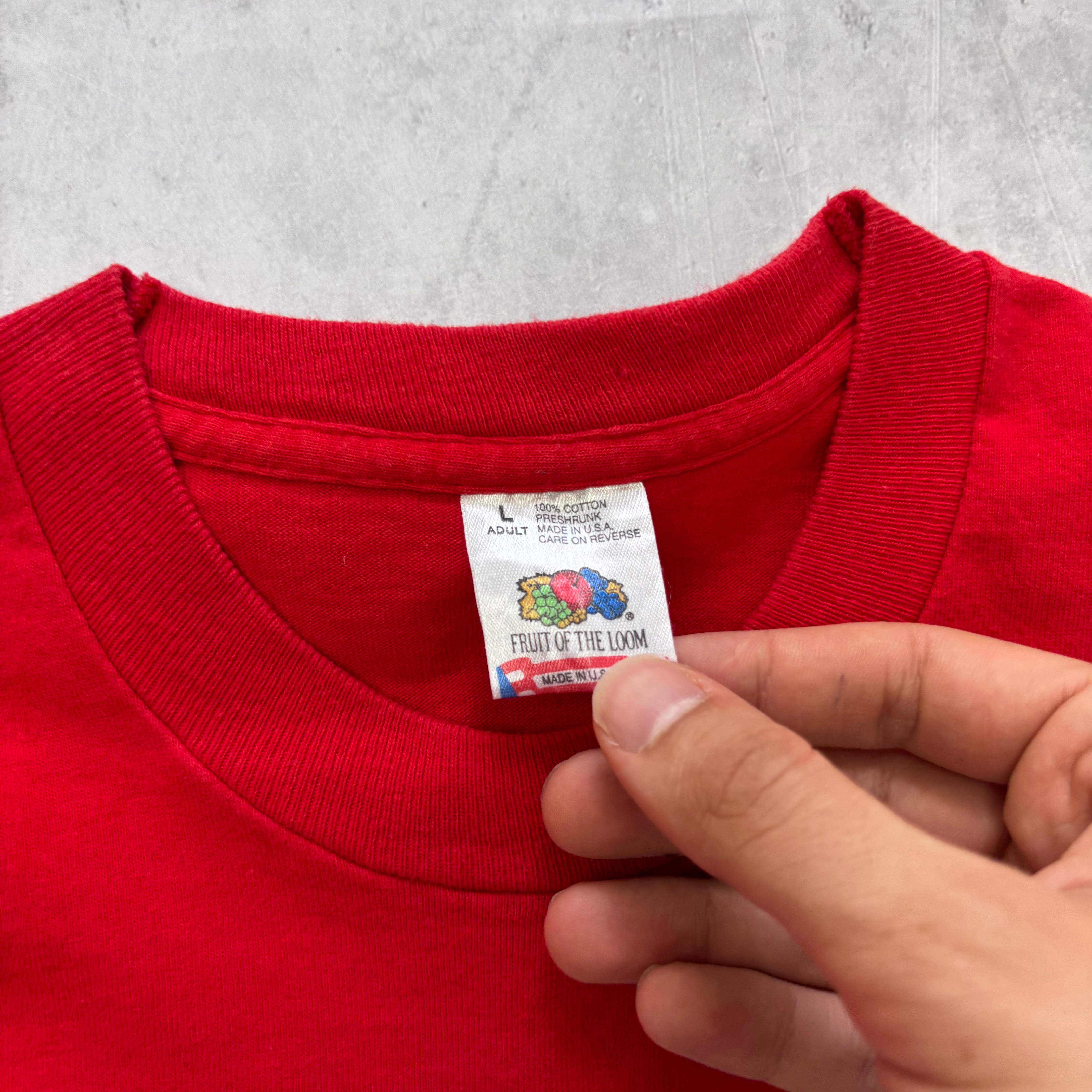 Vintage T Shirt Mens Large Red Single Stitch Graphic Print 90s College NFL (E)