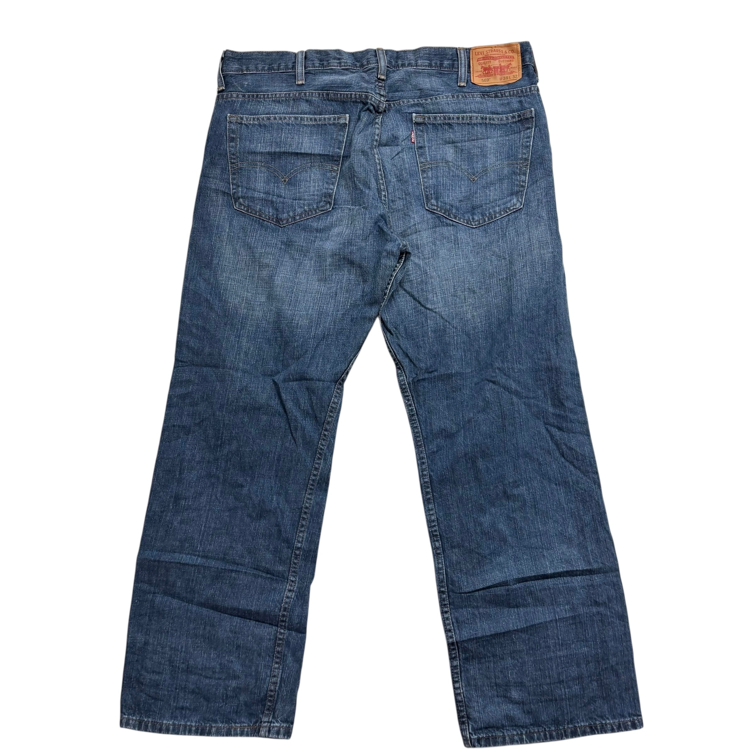 Levis 569 Jeans W38 L32 Mens Dark Blue Baggy Relaxed Straight Vintage Denim (E)