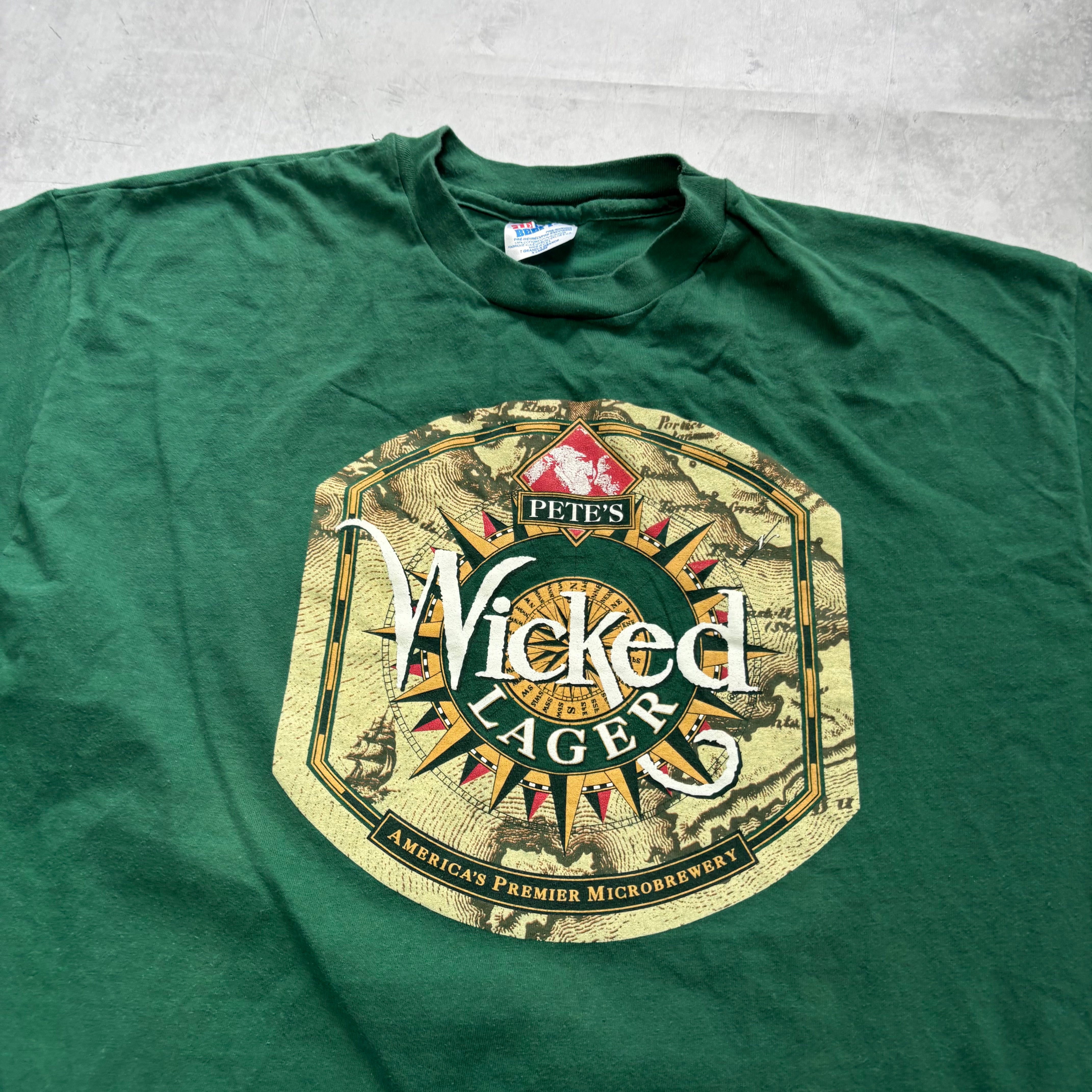 Vintage T Shirt Mens XL Green Single Stitch Graphic Print 90s USA Beer (E)