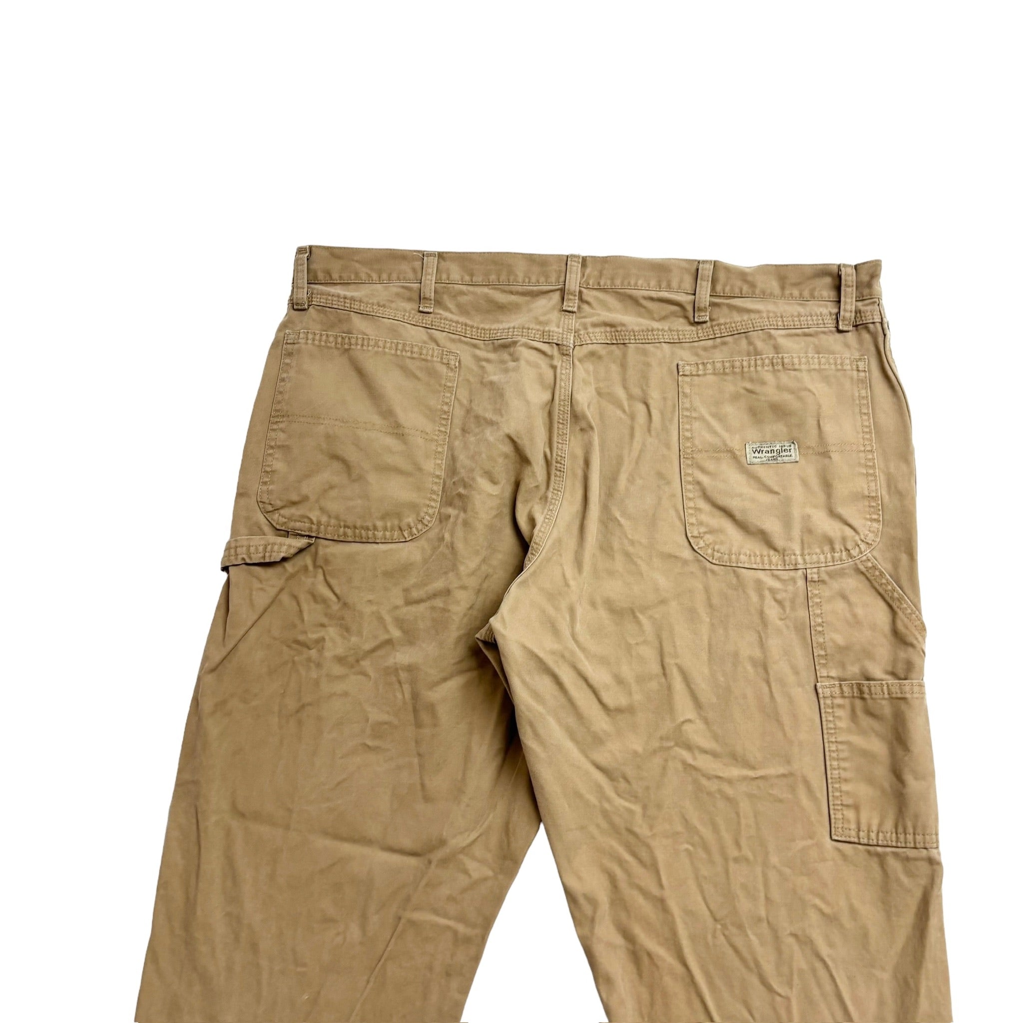 Wrangler Carpenter Pants W42 L30 Mens Tan Beige Baggy Relaxed Straight Fit