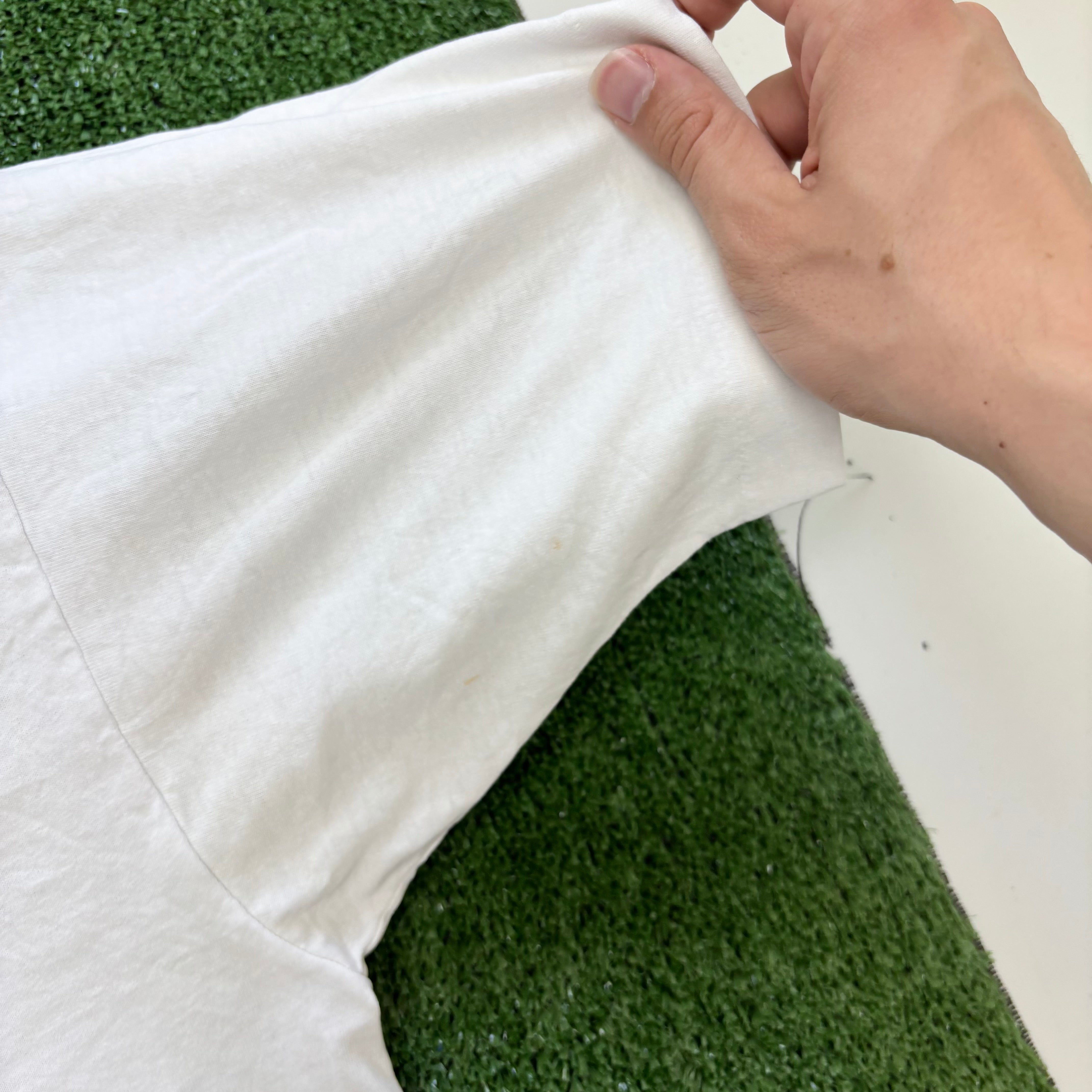 Vintage T Shirt Mens XL White Single Stitch Graphic Print 90s Race (F)