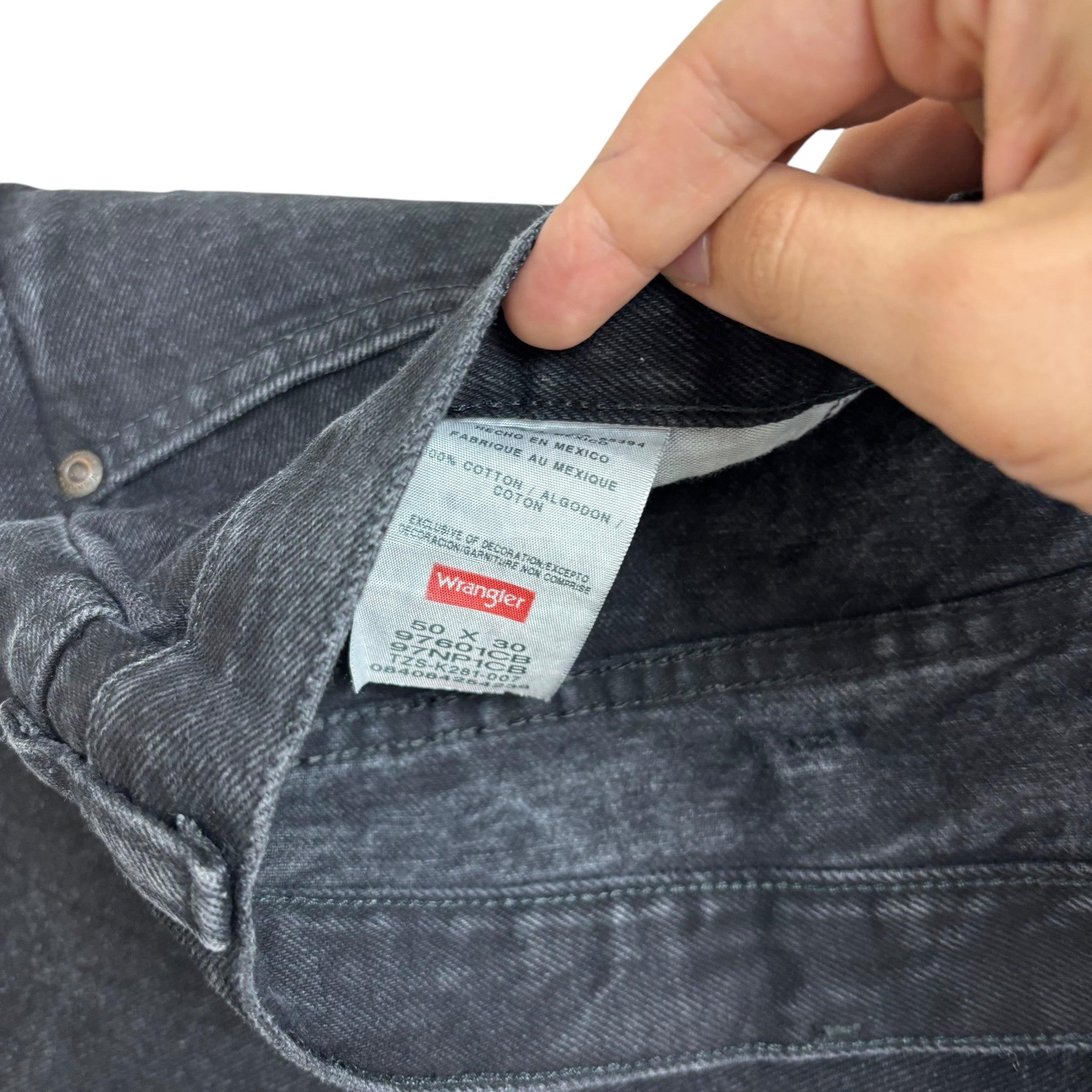 Wrangler Jeans W50 L30 Mens Black Relaxed Straight Fit Baggy Denim (E)