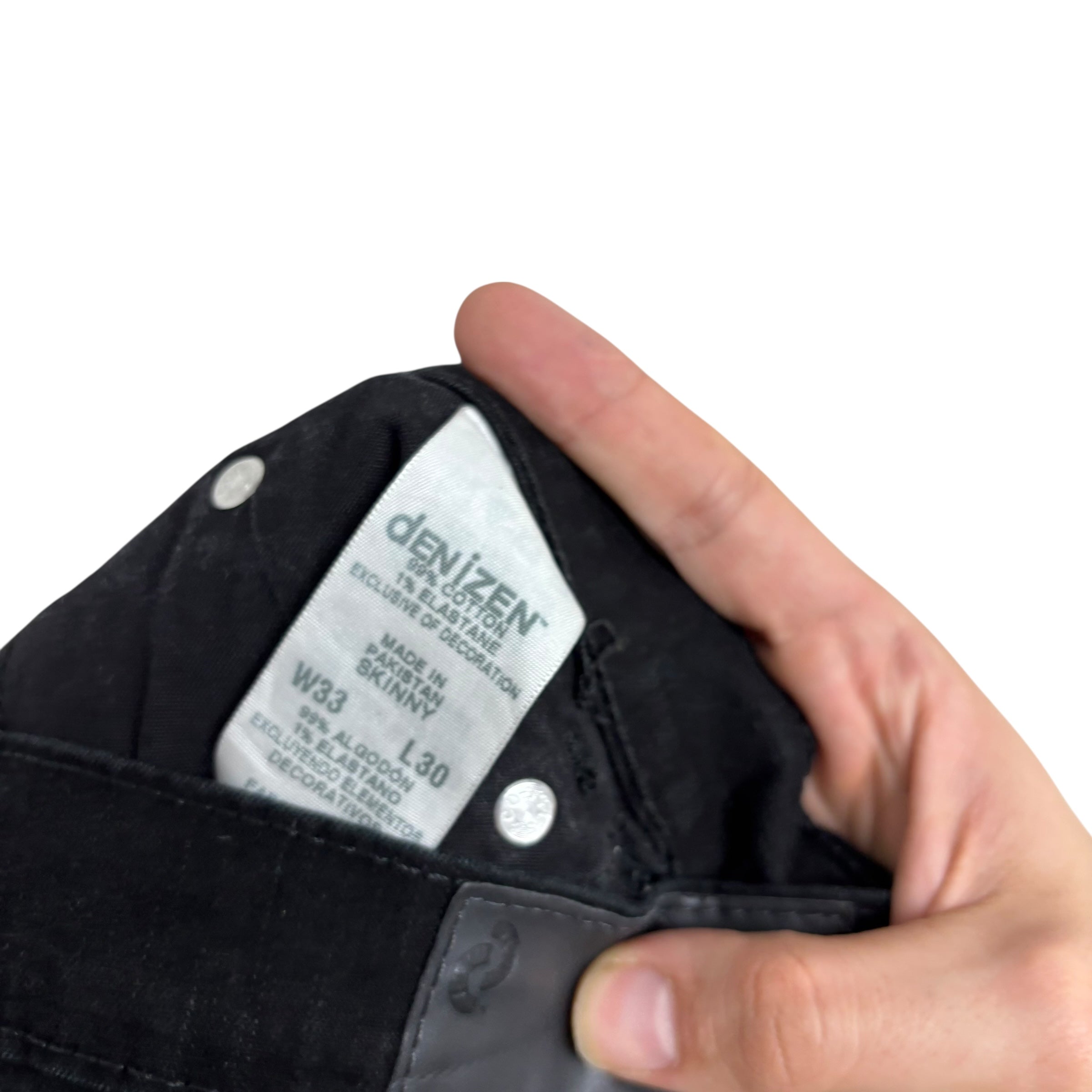 Levis Denizen Jeans W33 L30 Mens Black Skinny Fit Stretch Denim (E)