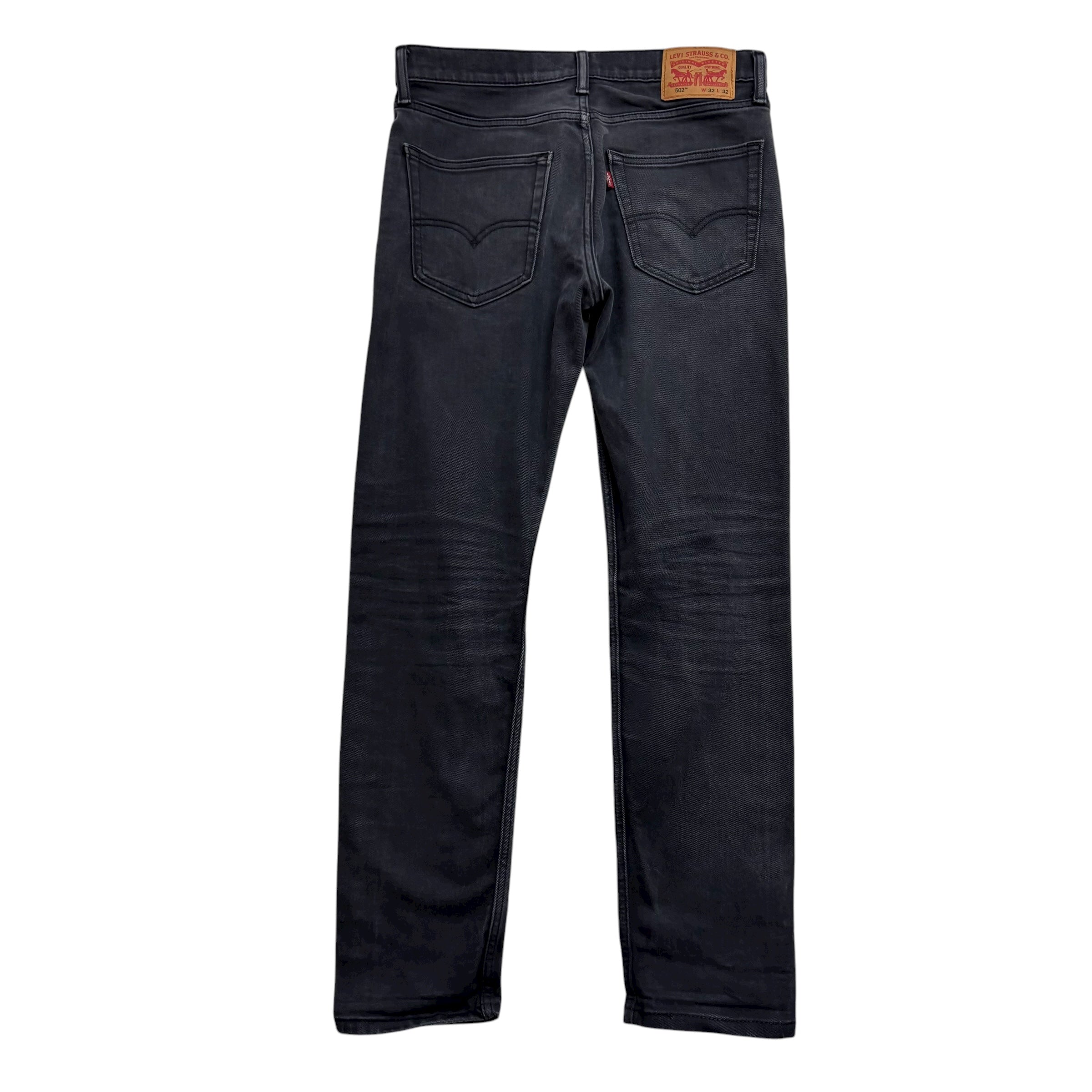 Levis 502 Jeans W32 L31 Mens Black Regular Tapered Fit Stretch Denim