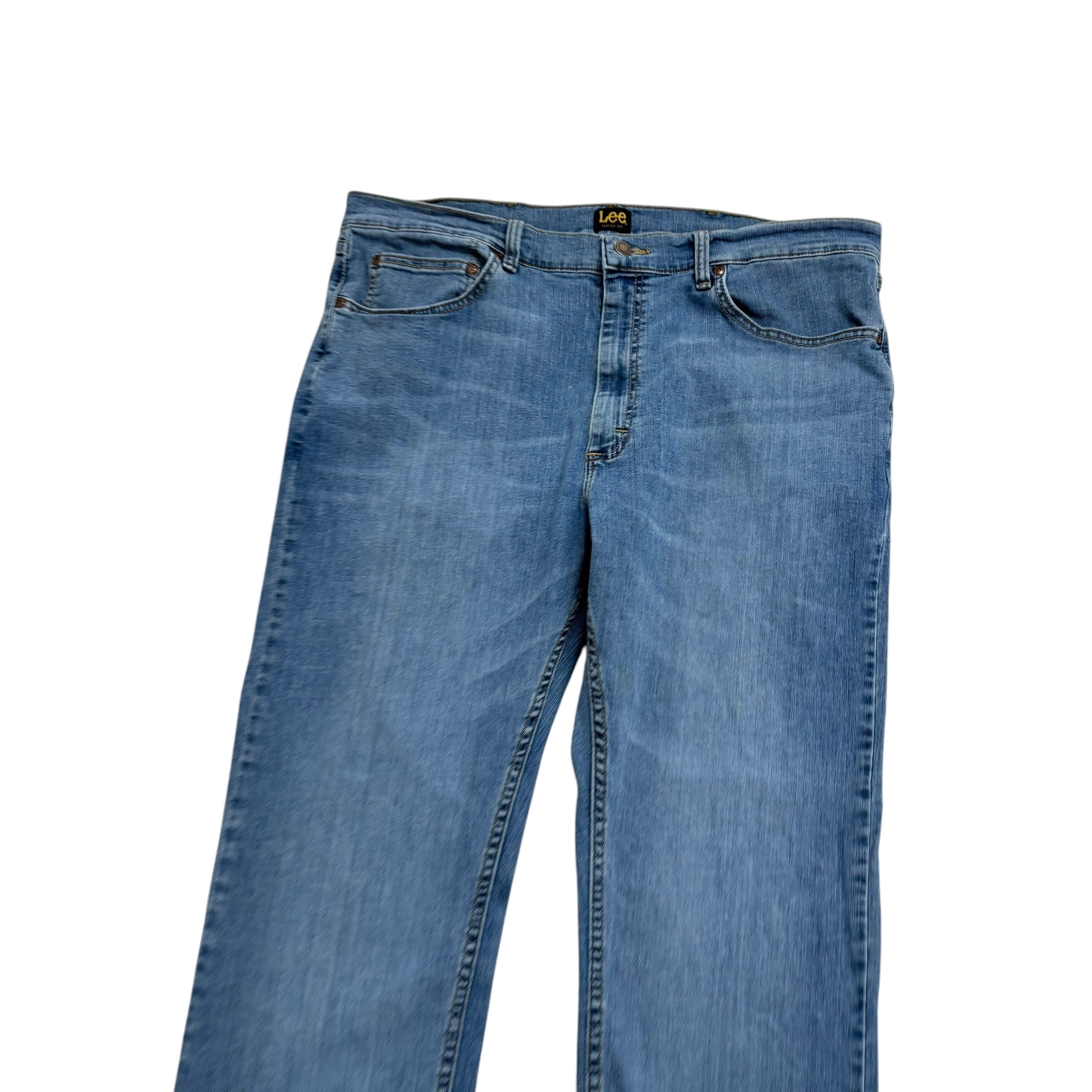 Lee Jeans W38 L32 Mens Mid Blue Classic Regular Straight Fit Stretch Denim (F)
