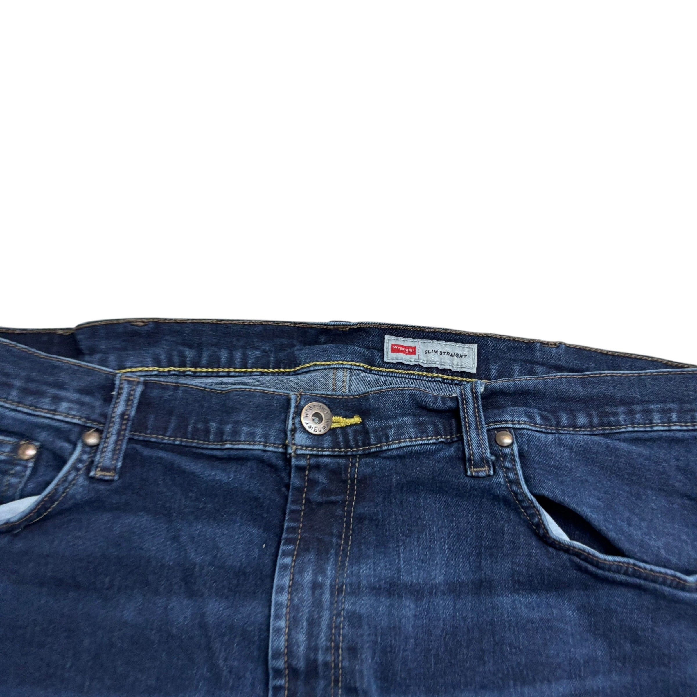 Wrangler Jeans W40 L30 Mens Dark Blue Slim Straight Fit Stretch Denim (E)