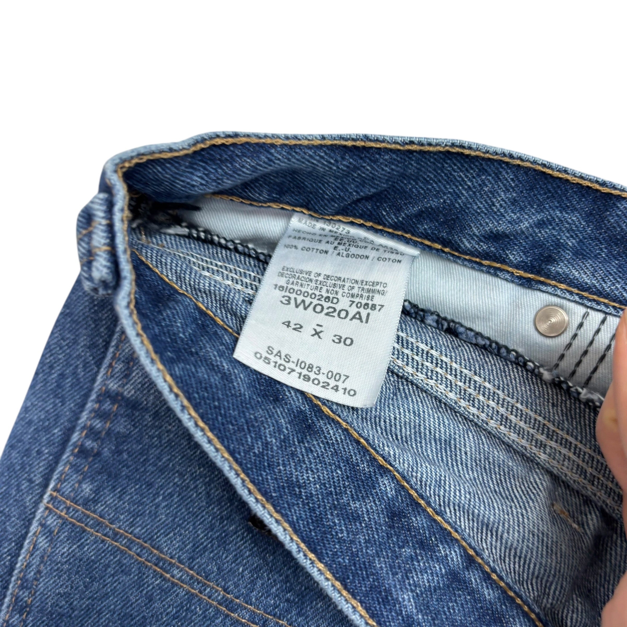 Wrangler Carpenter Jeans W42 L30 Mens Mid Blue Baggy Relaxed Straight Fit Denim