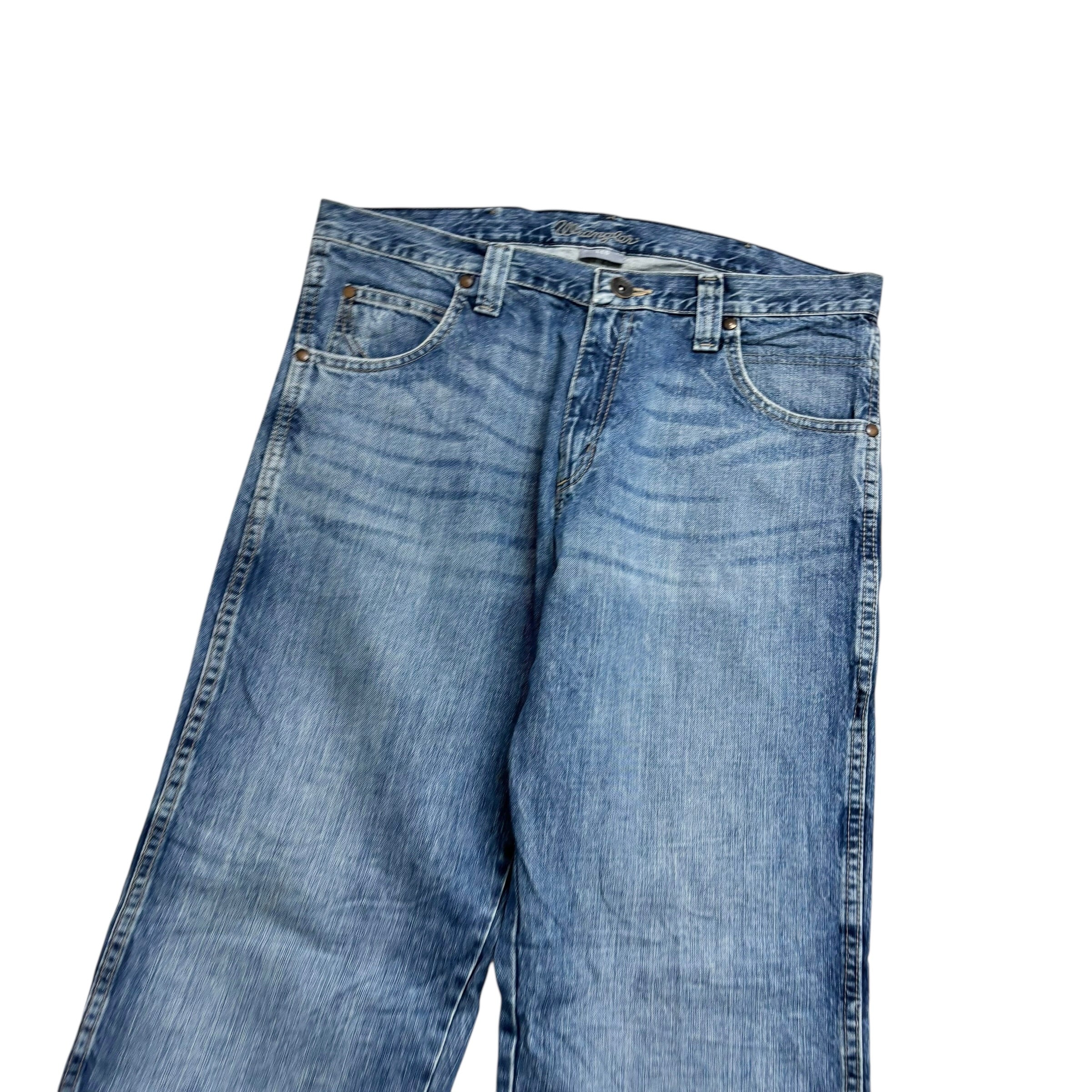 Wrangler Jeans W34 L35 Mens Mid Blue Baggy Relaxed Straight Fit Denim
