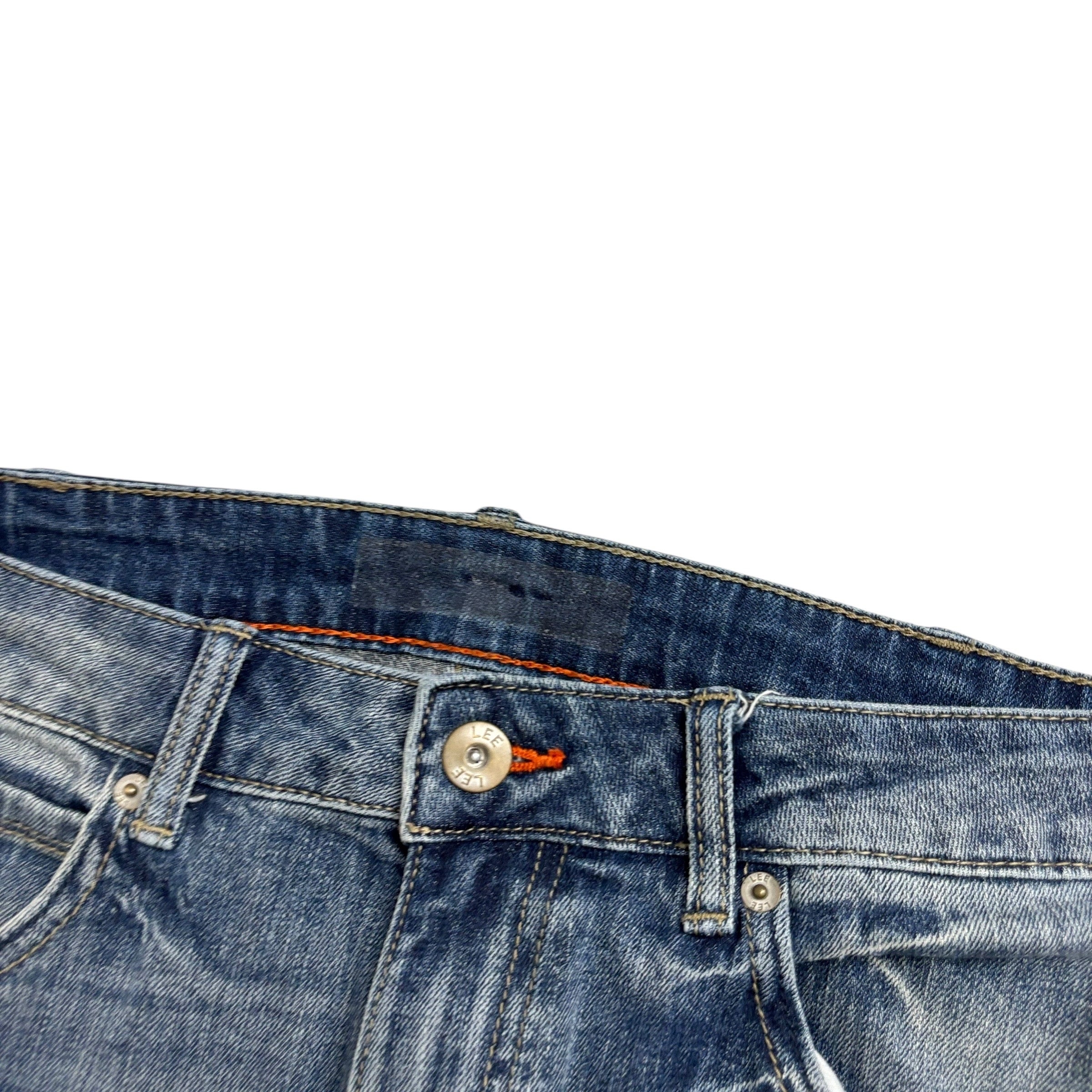 Lee Jeans W38 L32 Mens Mid Blue Regular Straight Fit Stretch Denim (E)