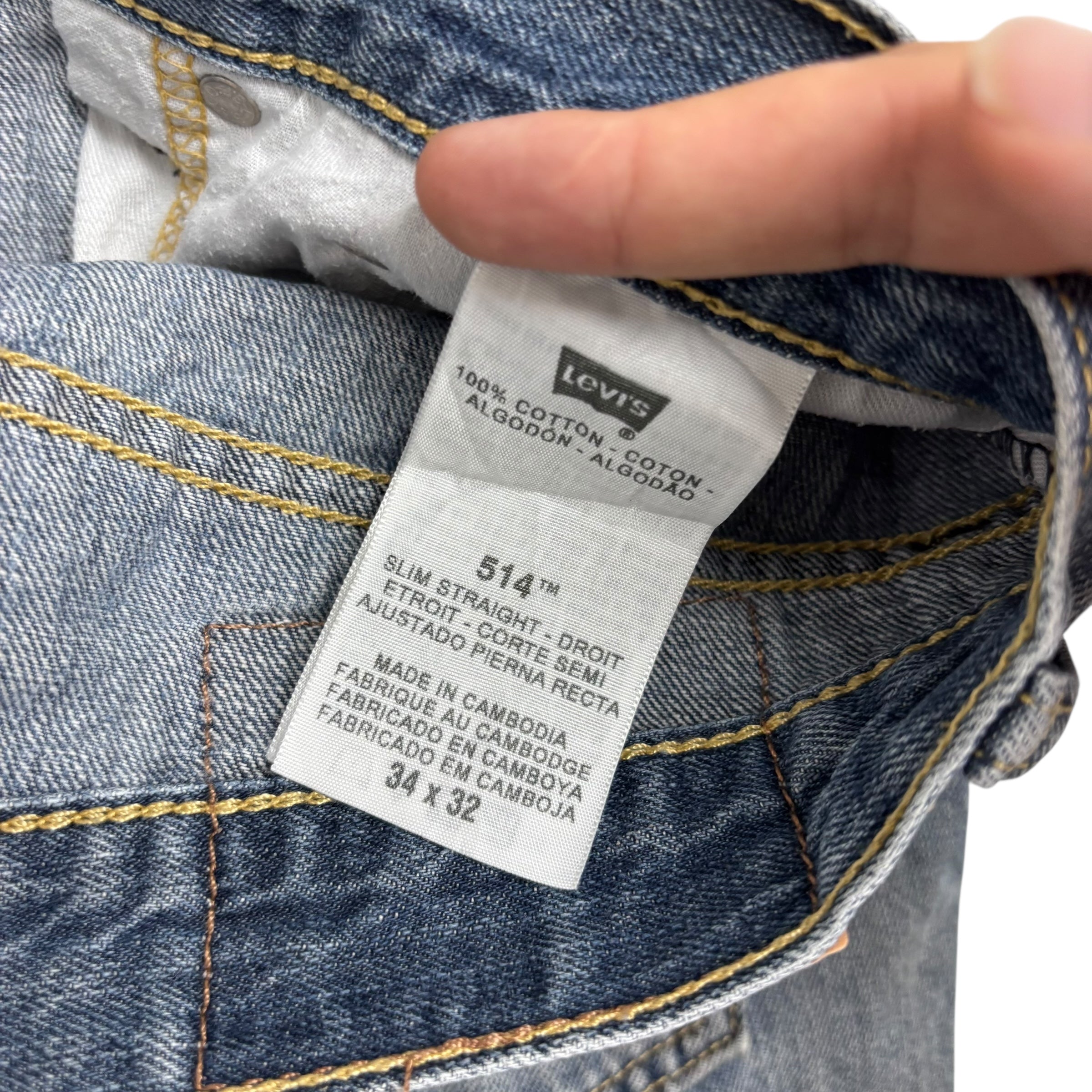 Levis 514 Jeans W34 L32 Mens Mid Blue Regular Straight Fit Vintage Denim