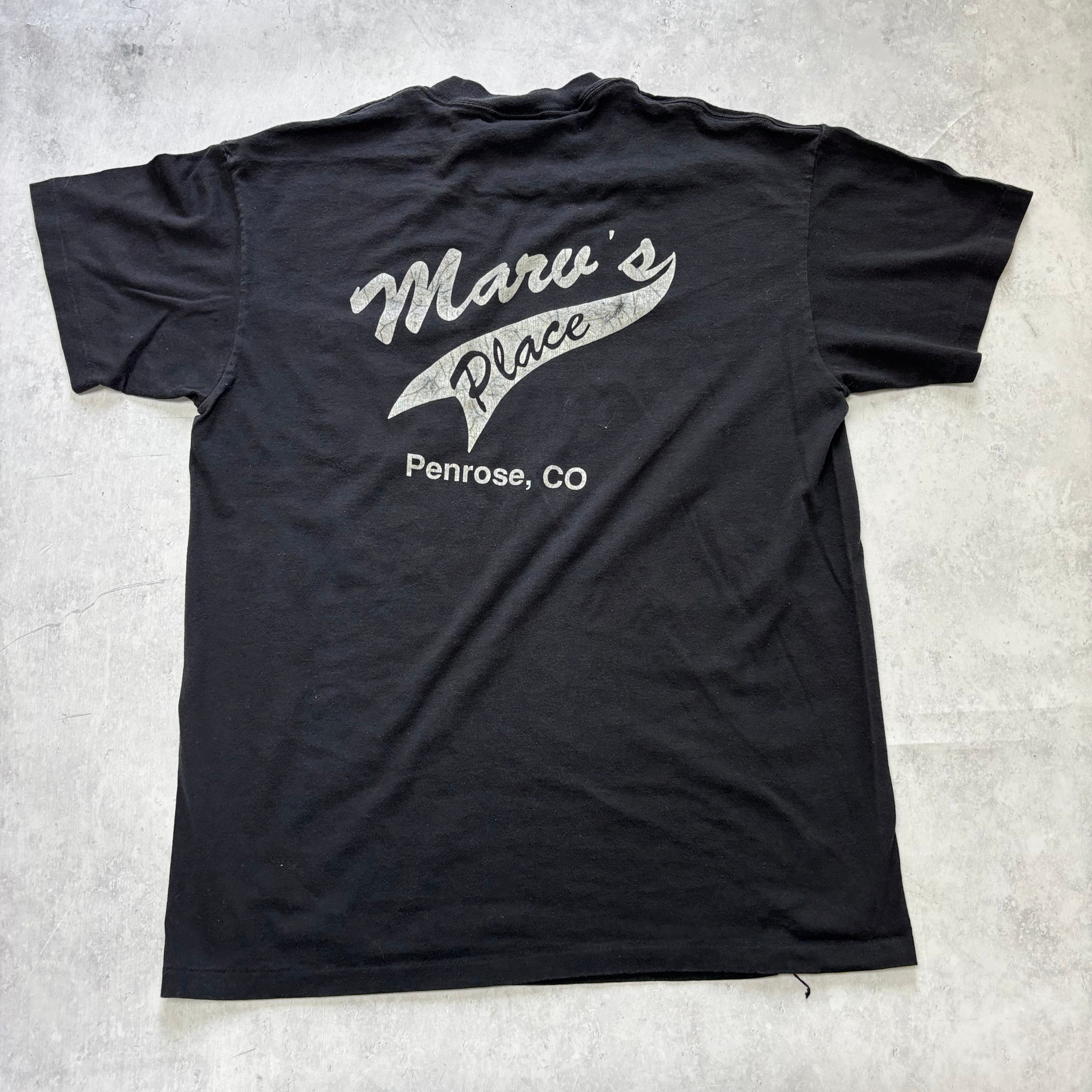 Vintage T Shirt Mens Medium Black Single Stitch Graphic Print 90s USA