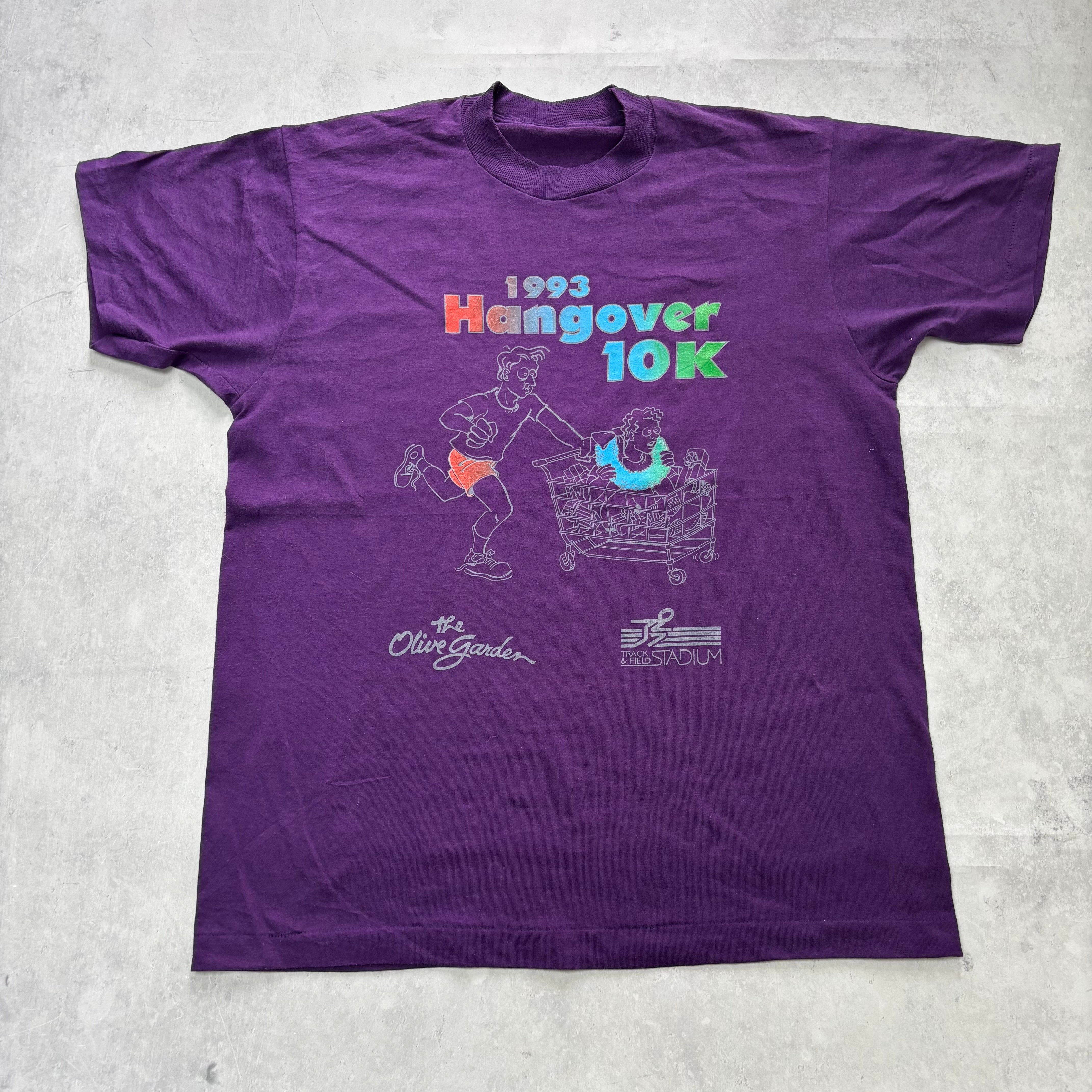 Vintage T Shirt Mens Large Purple Single Stitch Graphic Print 90s Funny (E)