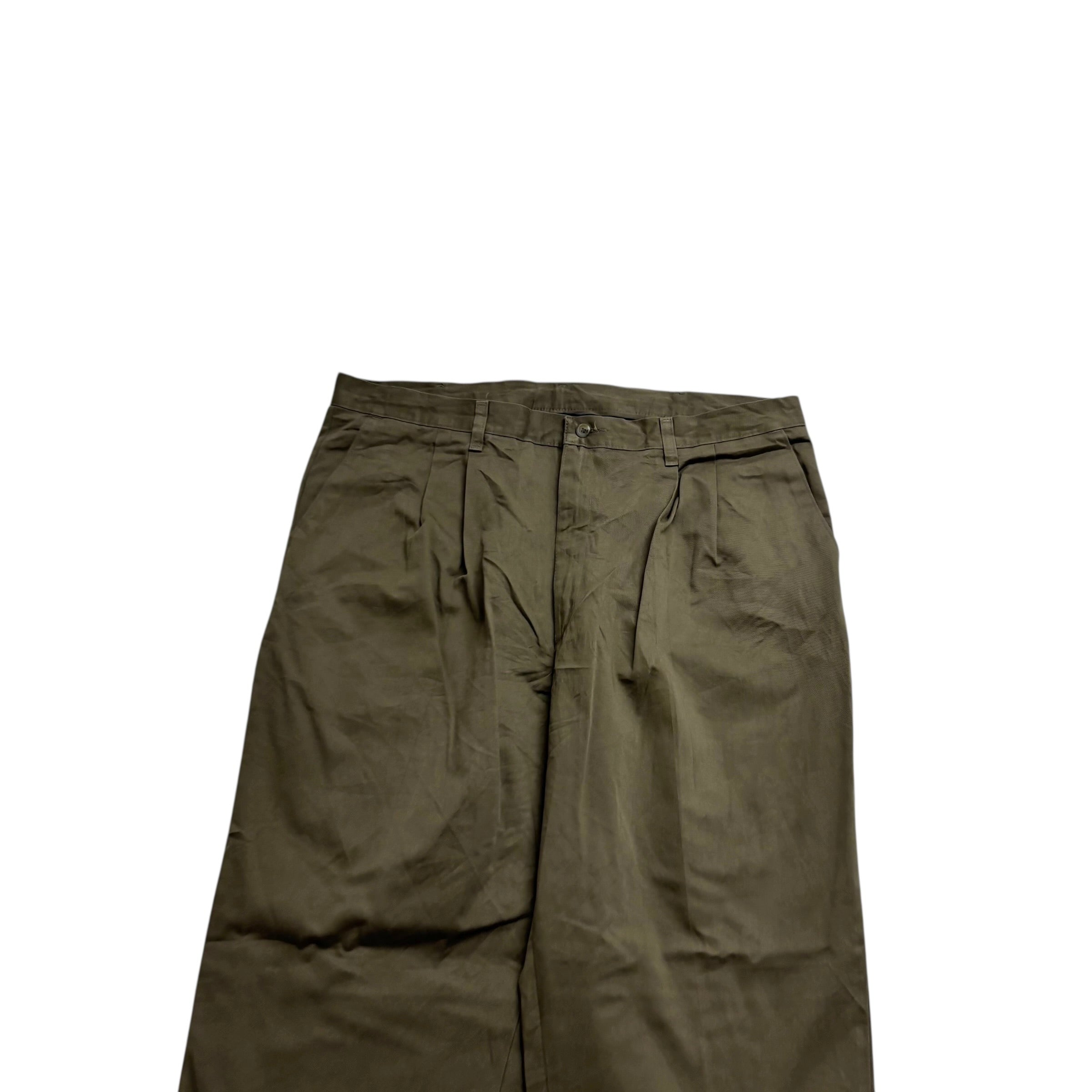 Wrangler Pleated Trousers W40 L32 Mens Green Relaxed Straight Vintage Pants (E)
