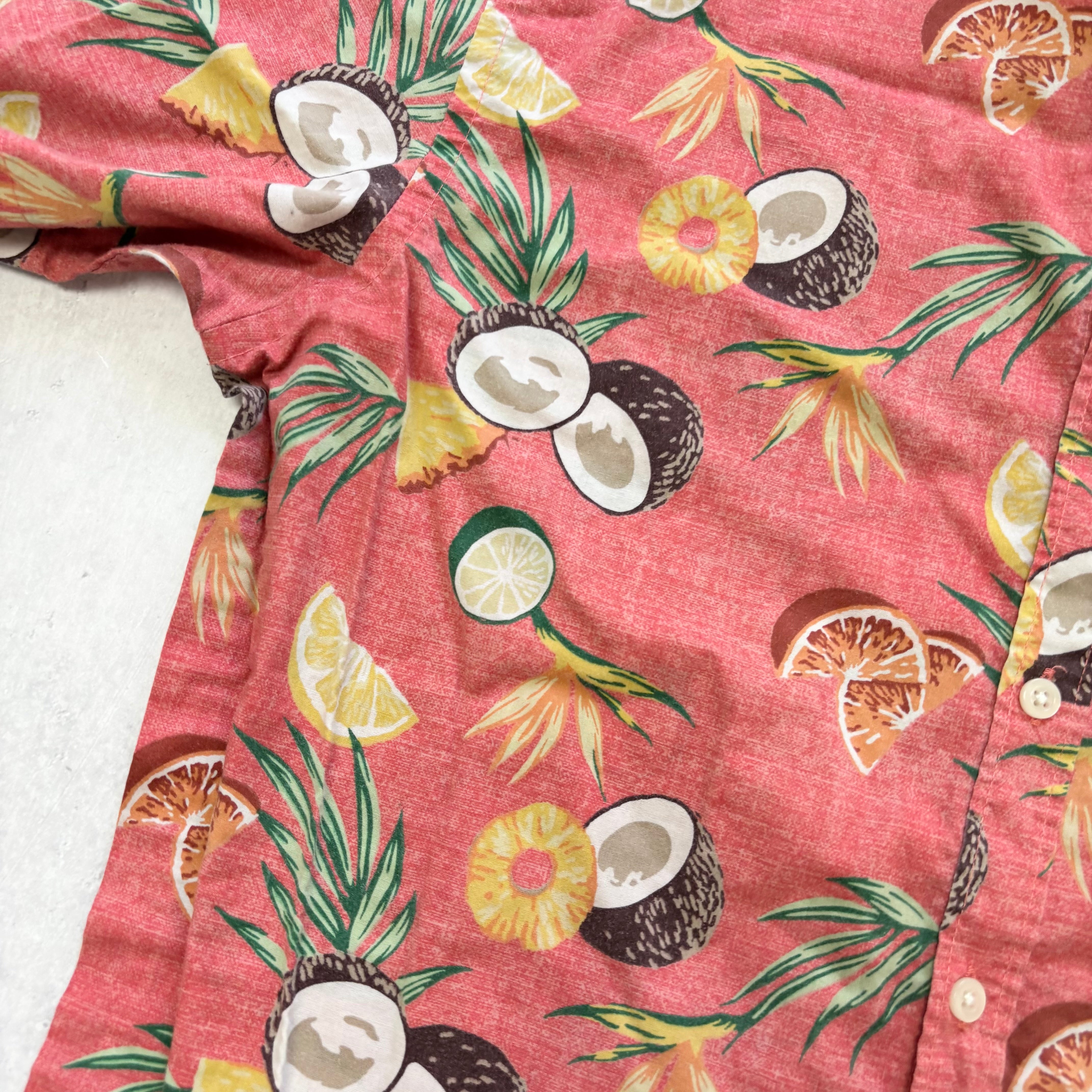 Old Navy Hawaiian Shirt Mens Large Pink Regular Fit Short Sleeve Cotton (E)