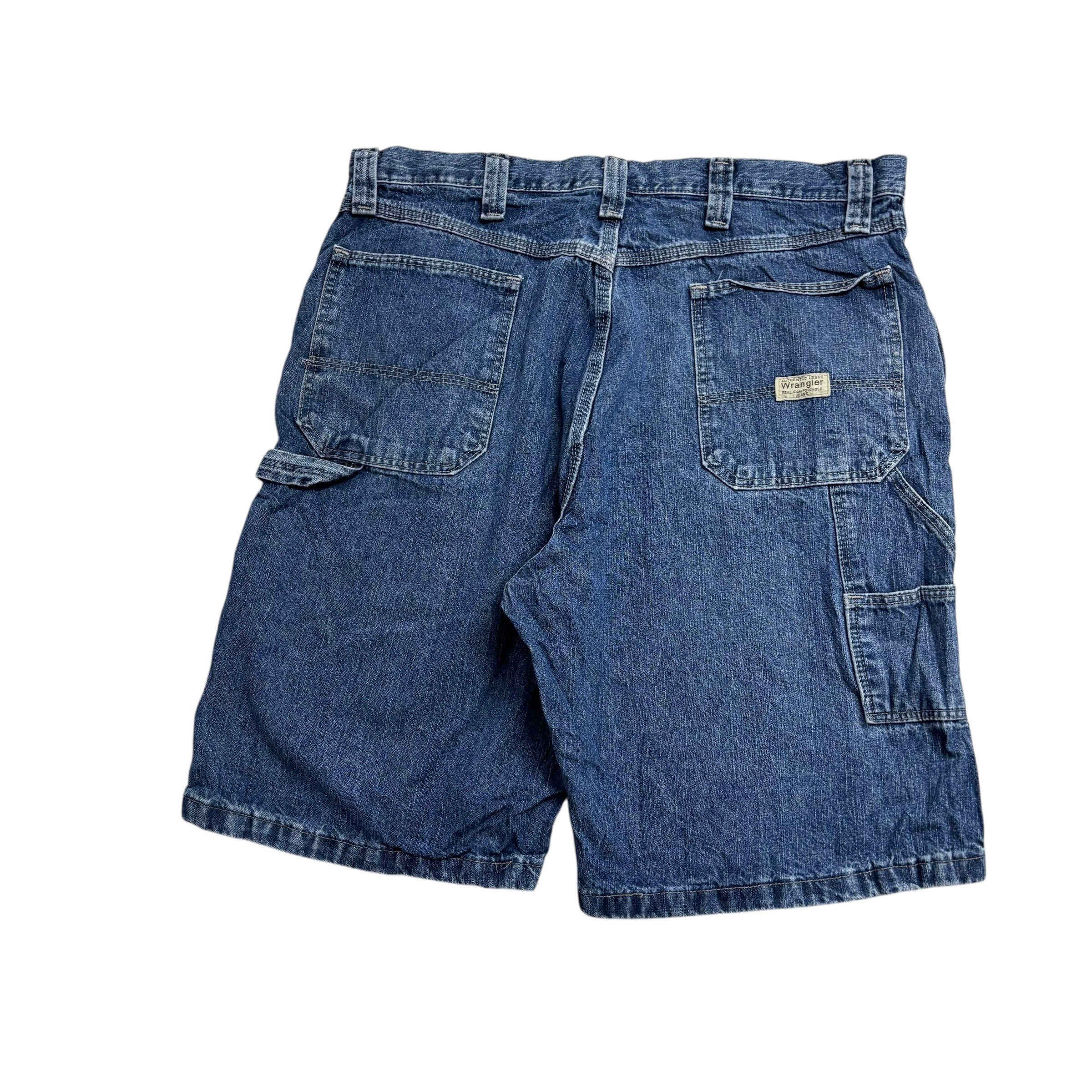 Wrangler Baggy Jorts W36 Mens Mid Blue Carpenter Denim Shorts Relaxed Fit (E)