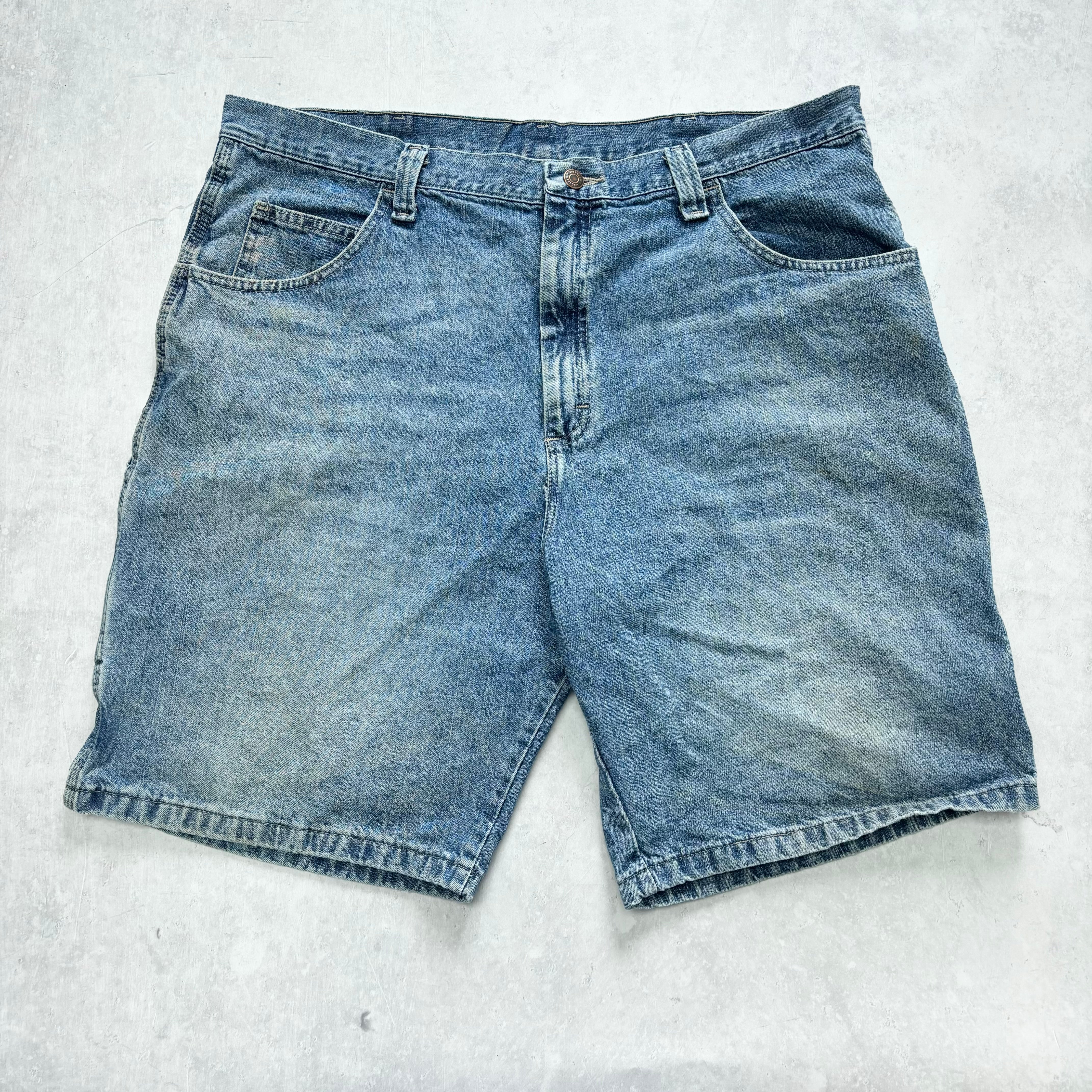 Vintage Wrangler Jorts W40 Mens Denim Shorts Light Blue Baggy Relaxed Carpenter