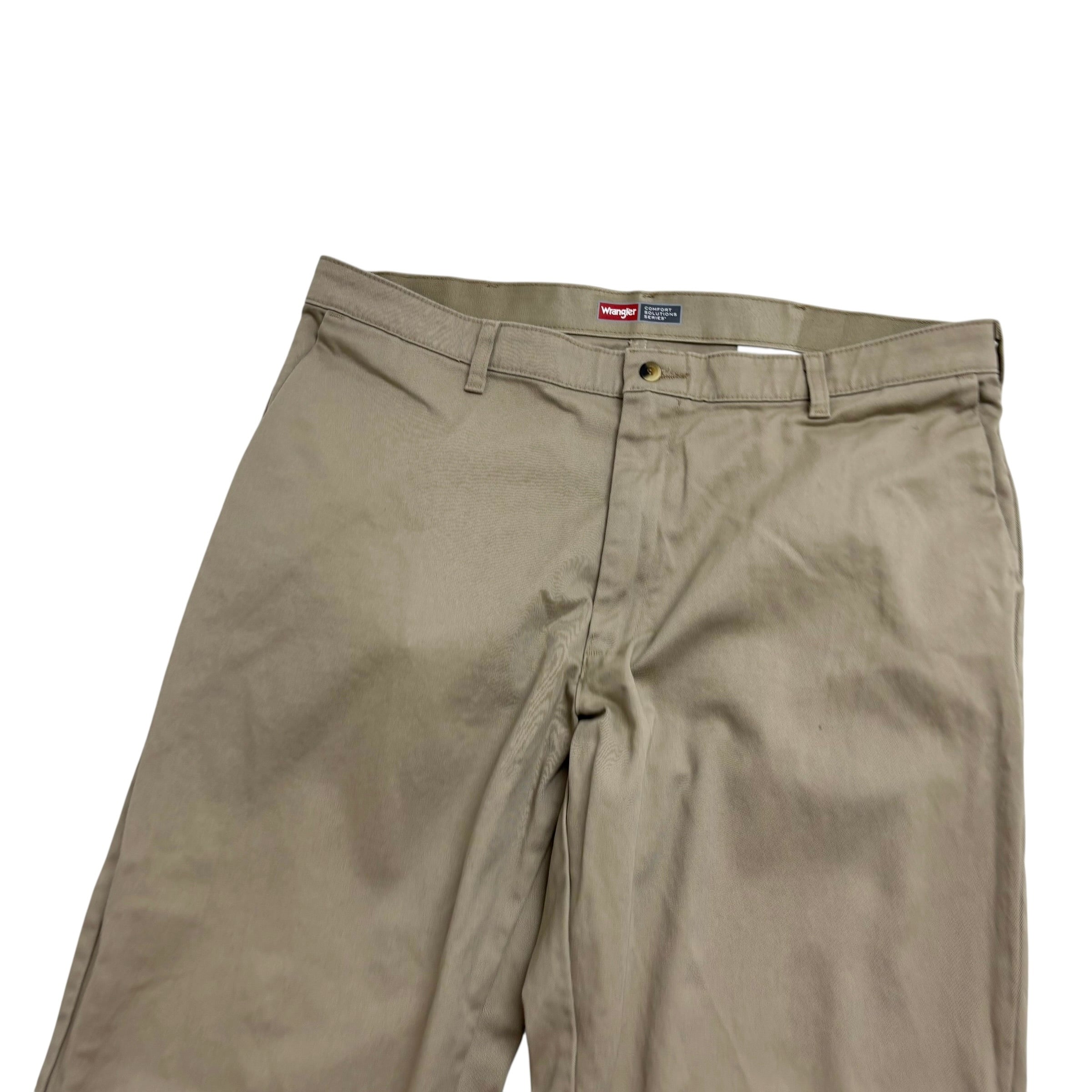 Wrangler Trousers W38 L29 Mens Beige Relaxed Straight Fit Stretch Pants