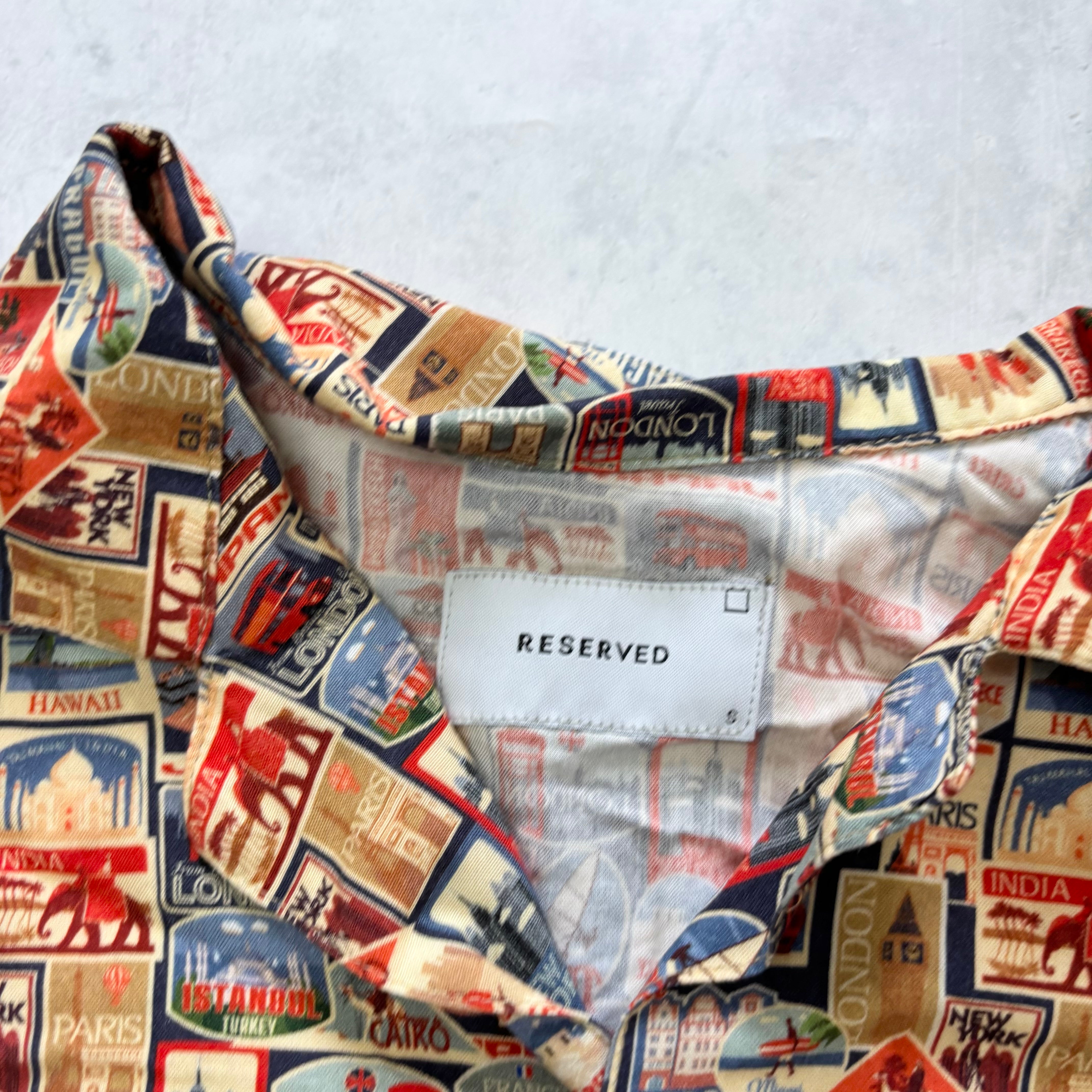 Reserved Shirt Mens Small Red All Over Print Short Sleeve Viscose (E)