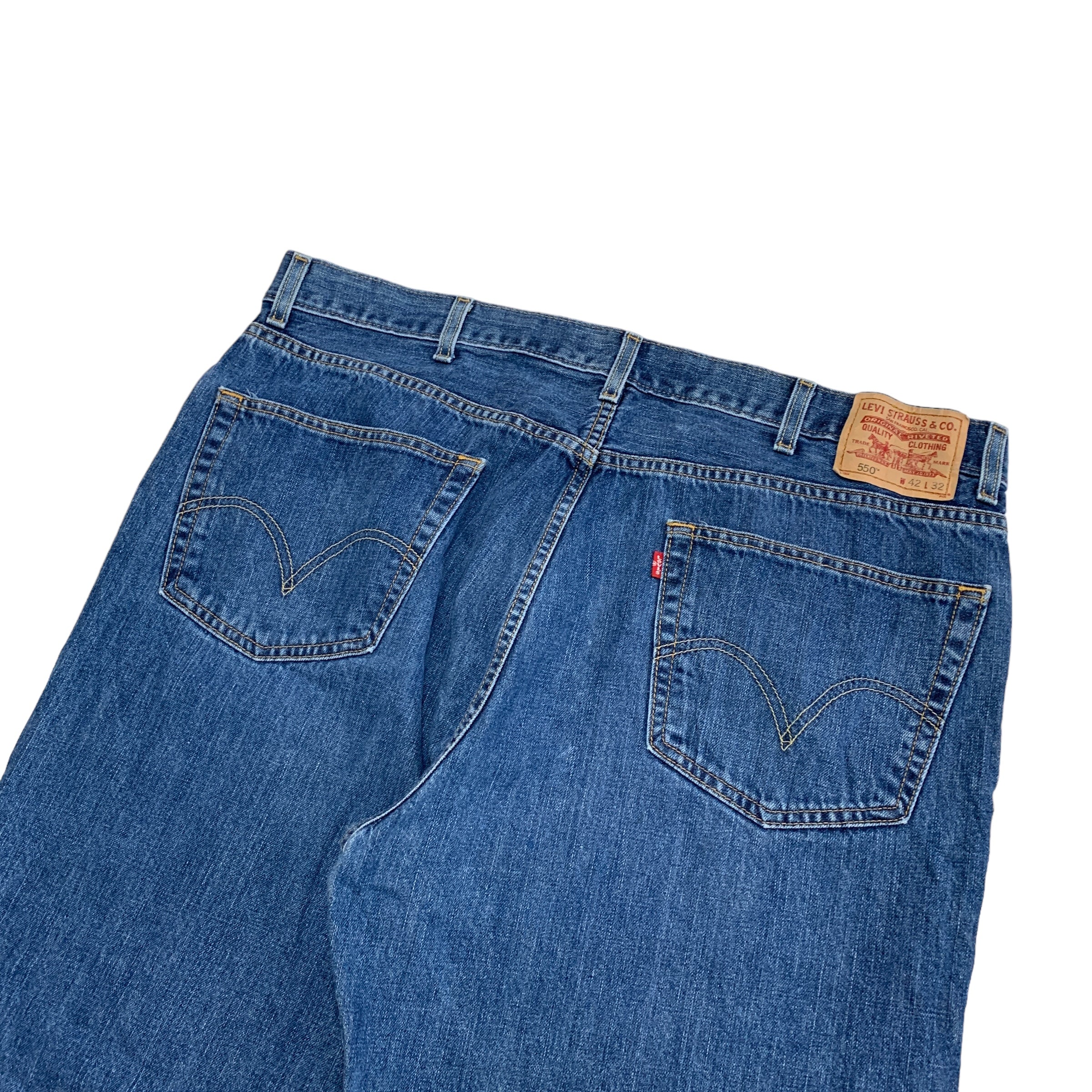 Levis 550 Jeans W42 L29 Mens Mid Blue Baggy Relaxed Straight Vintage Y2K Denim