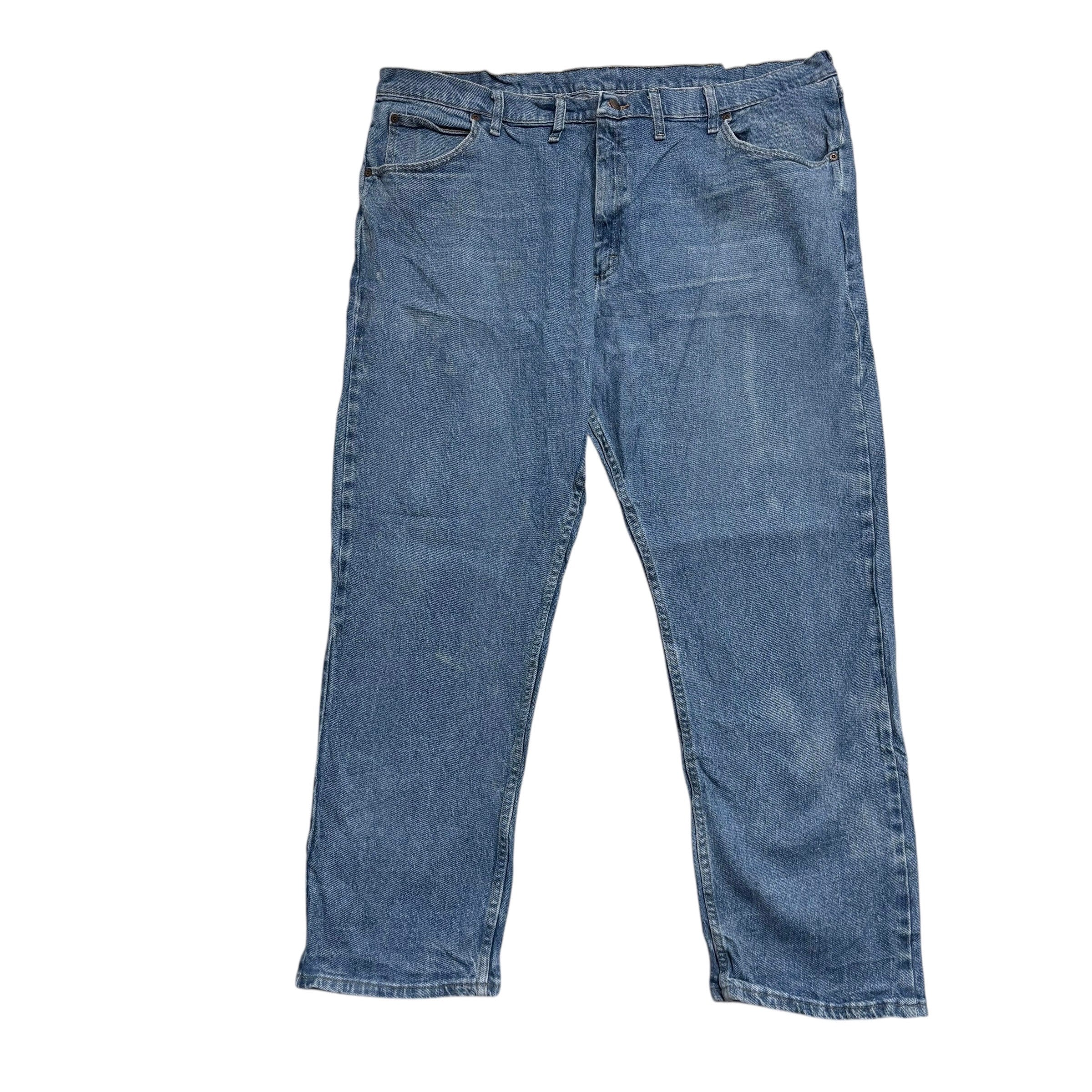Wrangler Jeans W44 L30 Mens Mid Blue Relaxed Straight Fit Stretch Denim