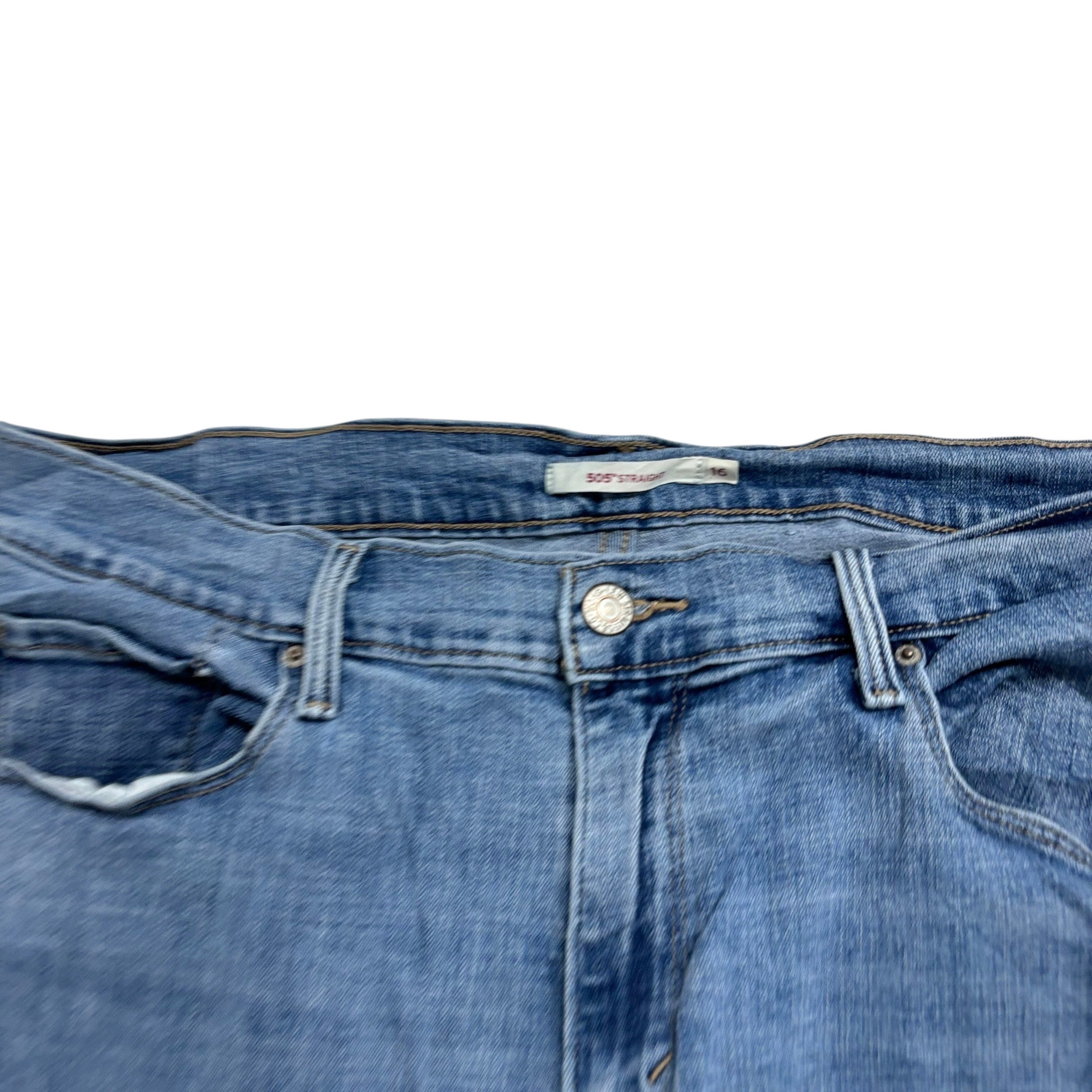 Levis 505 Jeans W34 L30 Womens Regular Straight Light Blue Stretch Denim (E)