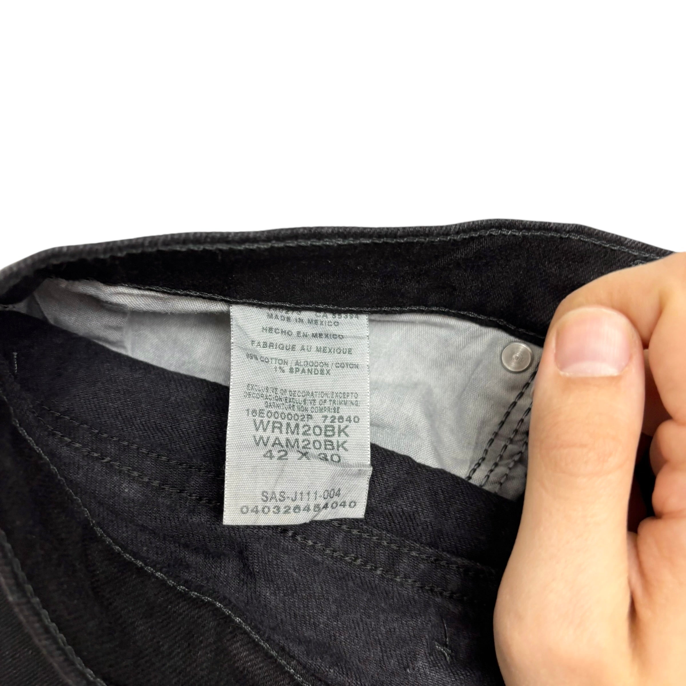 Wrangler Jeans W42 L30 Mens Black Relaxed Straight Fit Stretch Denim (E)