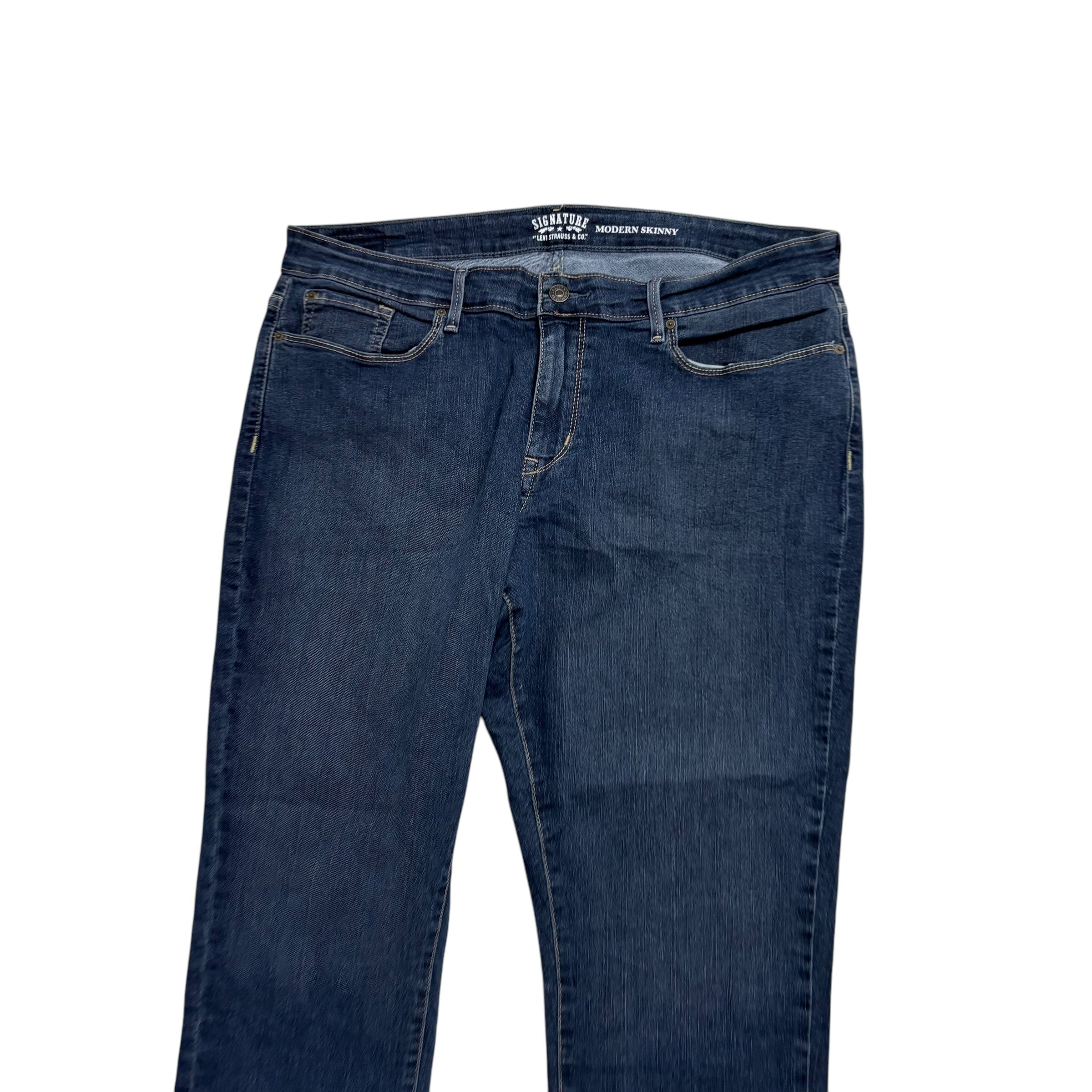 Levis Signature Jeans W36 L27 Womens Skinny Fit Dark Blue Stretch Denim (E)