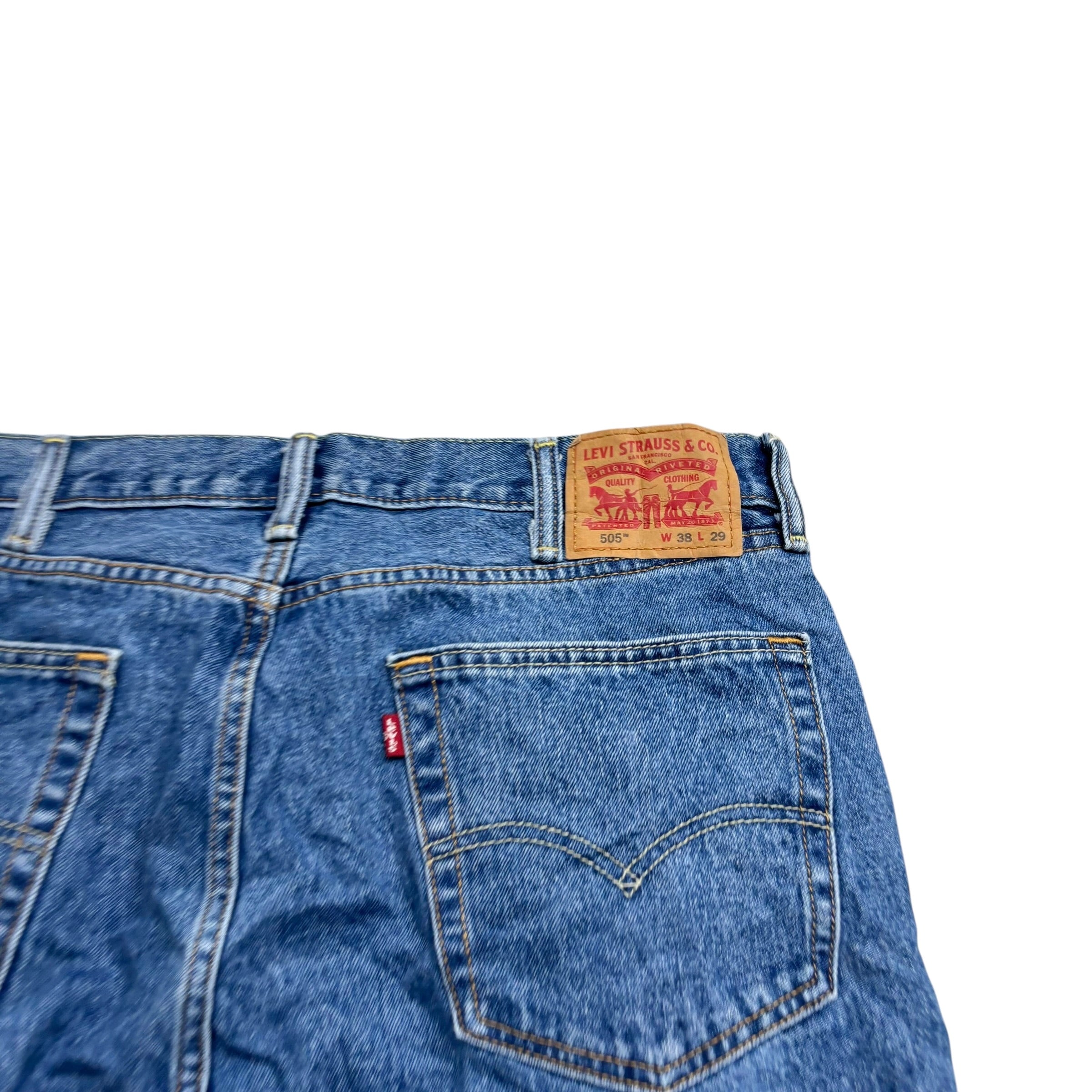 Levis 505 Jeans W38 L26 Mens Mid Blue Regular Straight Fit Denim