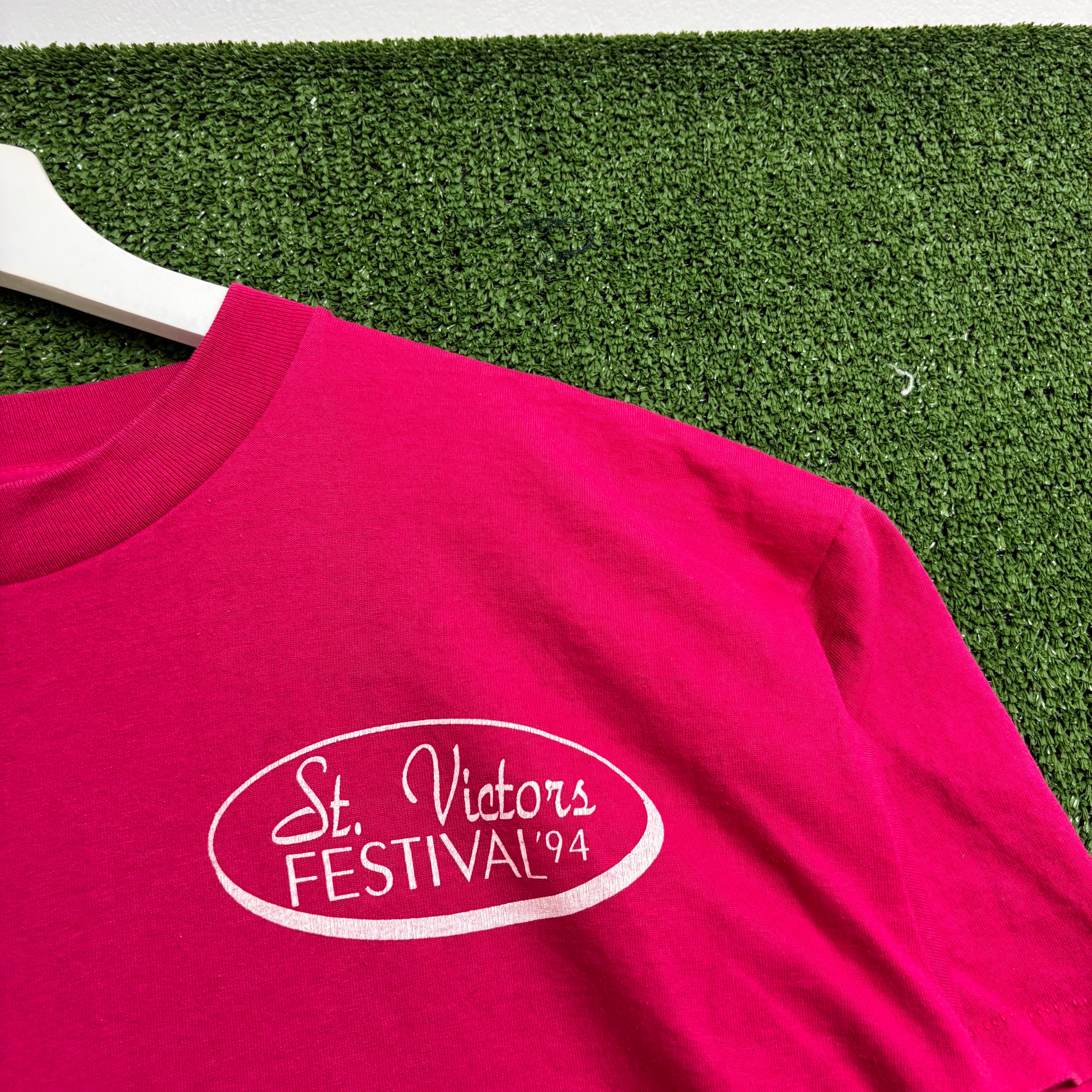 Vintage T Shirt Mens XL Pink Single Stitch Graphic Print 90s Festival