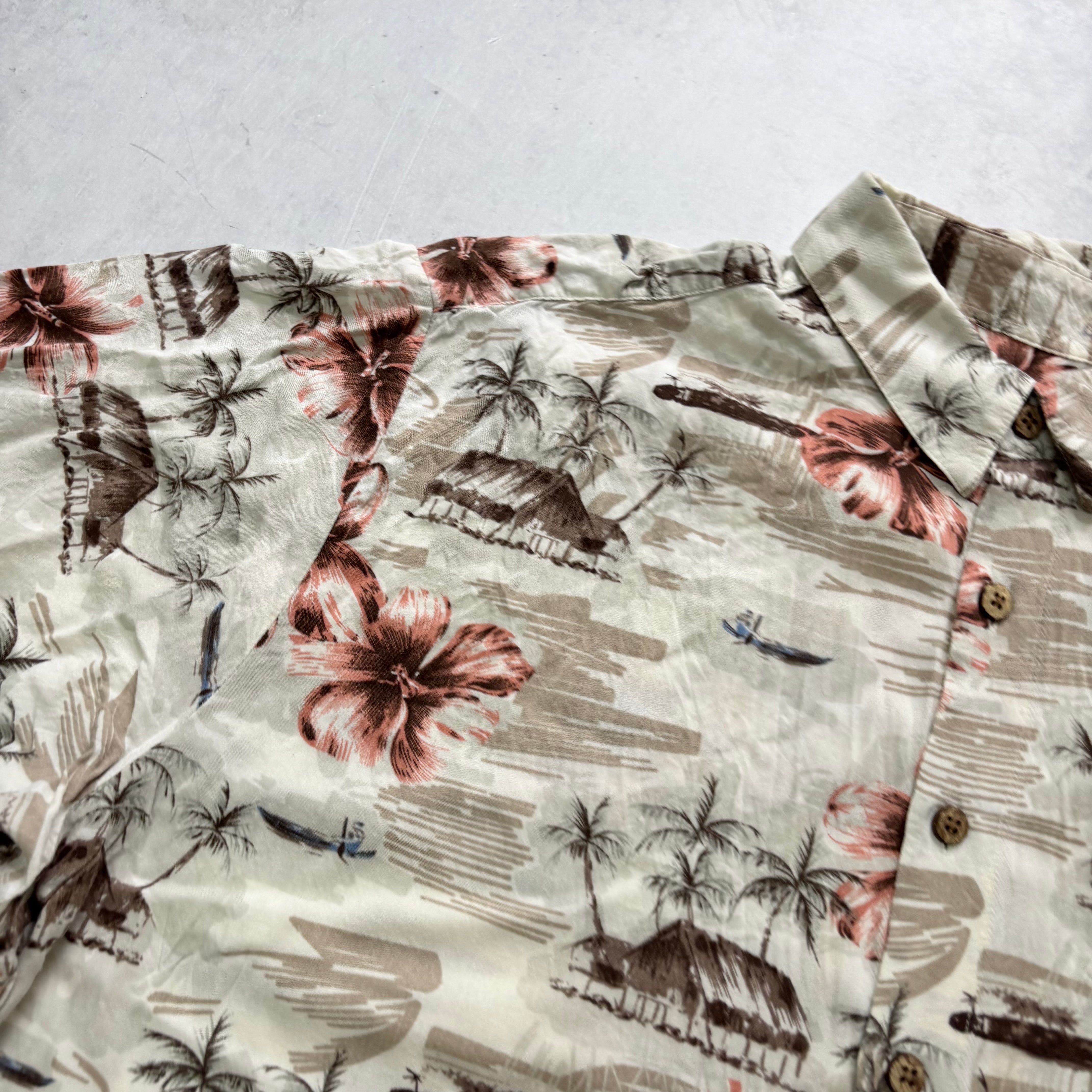 Vintage Hawaiian Shirt Mens XXL Floral Aloha Short Sleeve Rayon