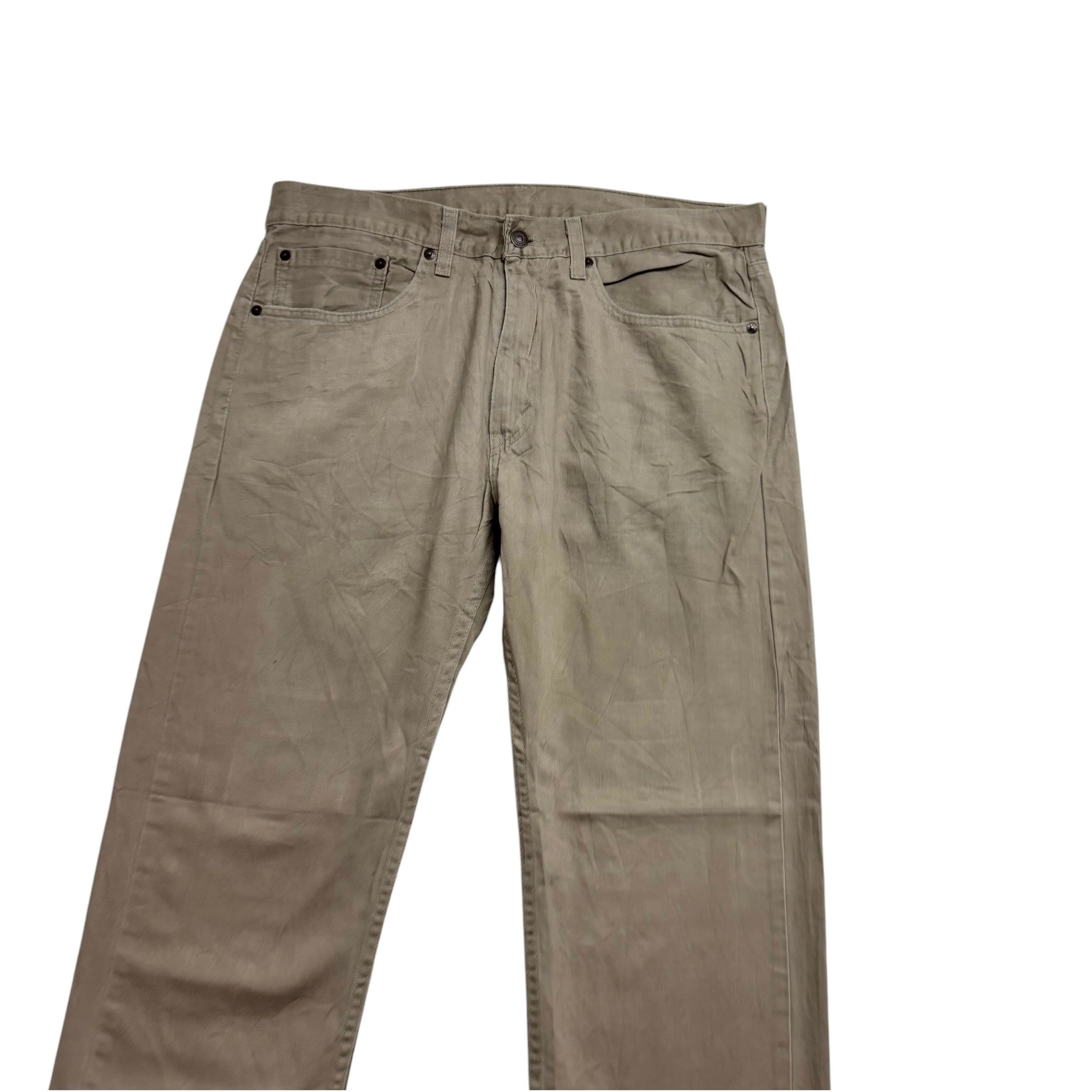 Levis 505 Trousers W34 L30 Mens Beige Tan Regular Straight Fit Cotton Pants
