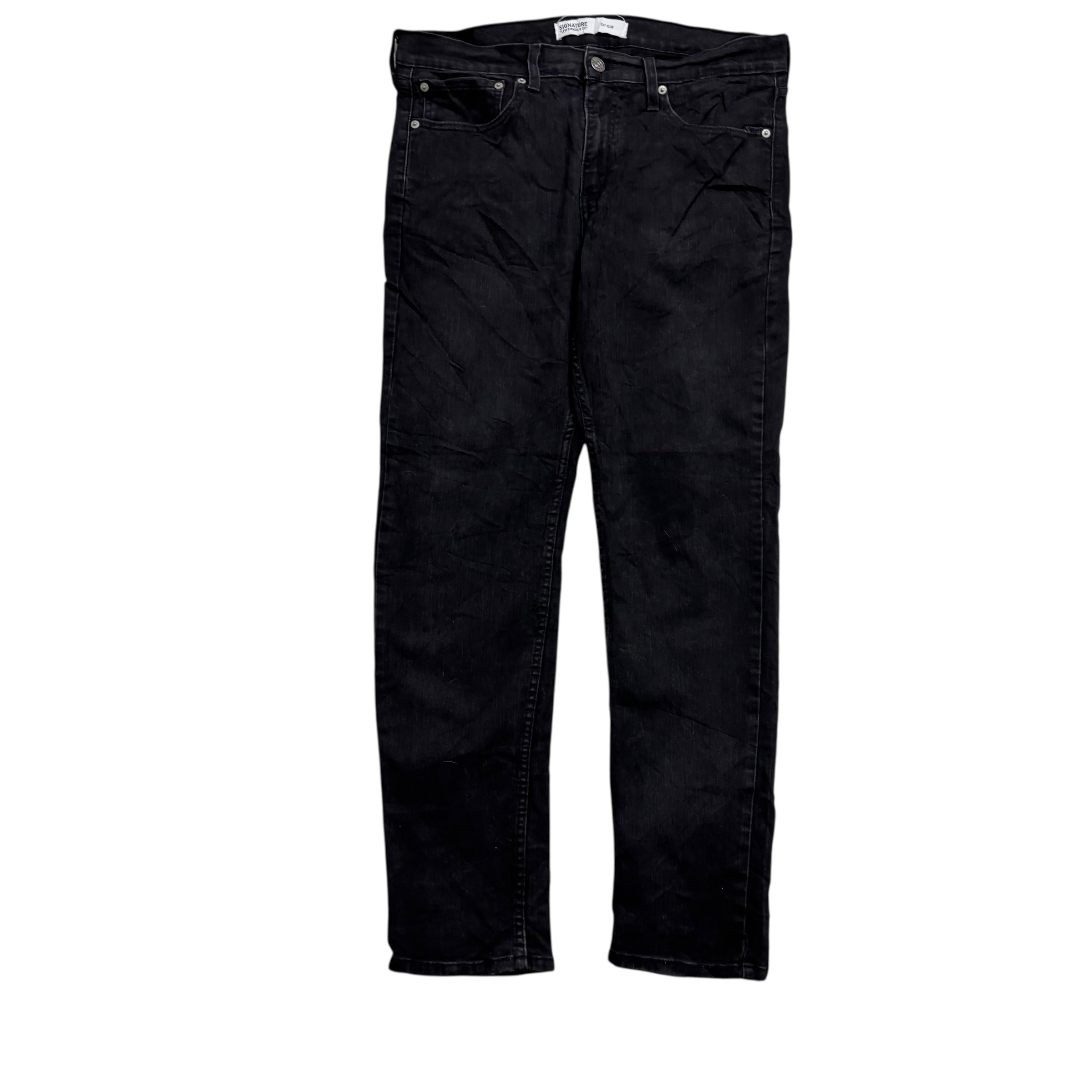 Levis Signature Jeans W34 L30 Mens Black Slim Fit Stretch Denim (E)