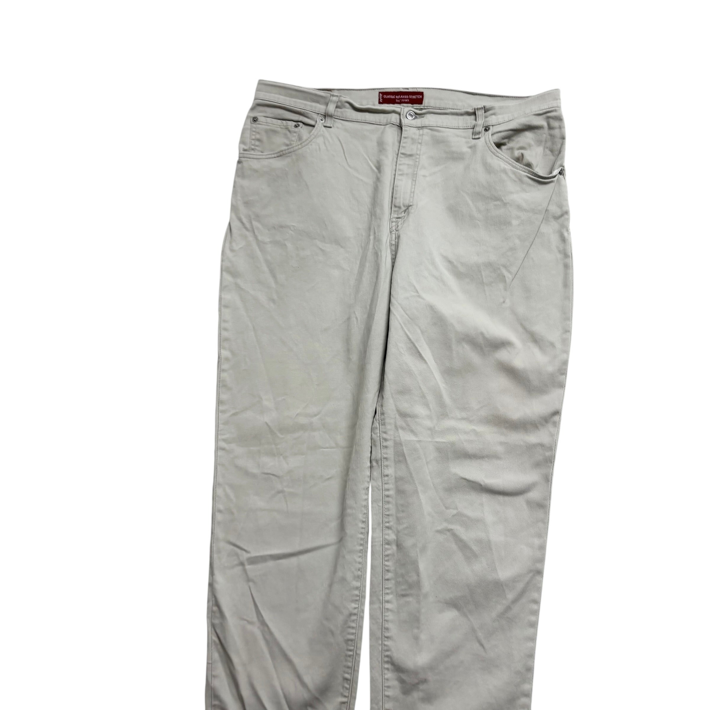 Levis 550 Jeans W40 L30 Womens Cream Relaxed Tapered Vintage Stretch (E)