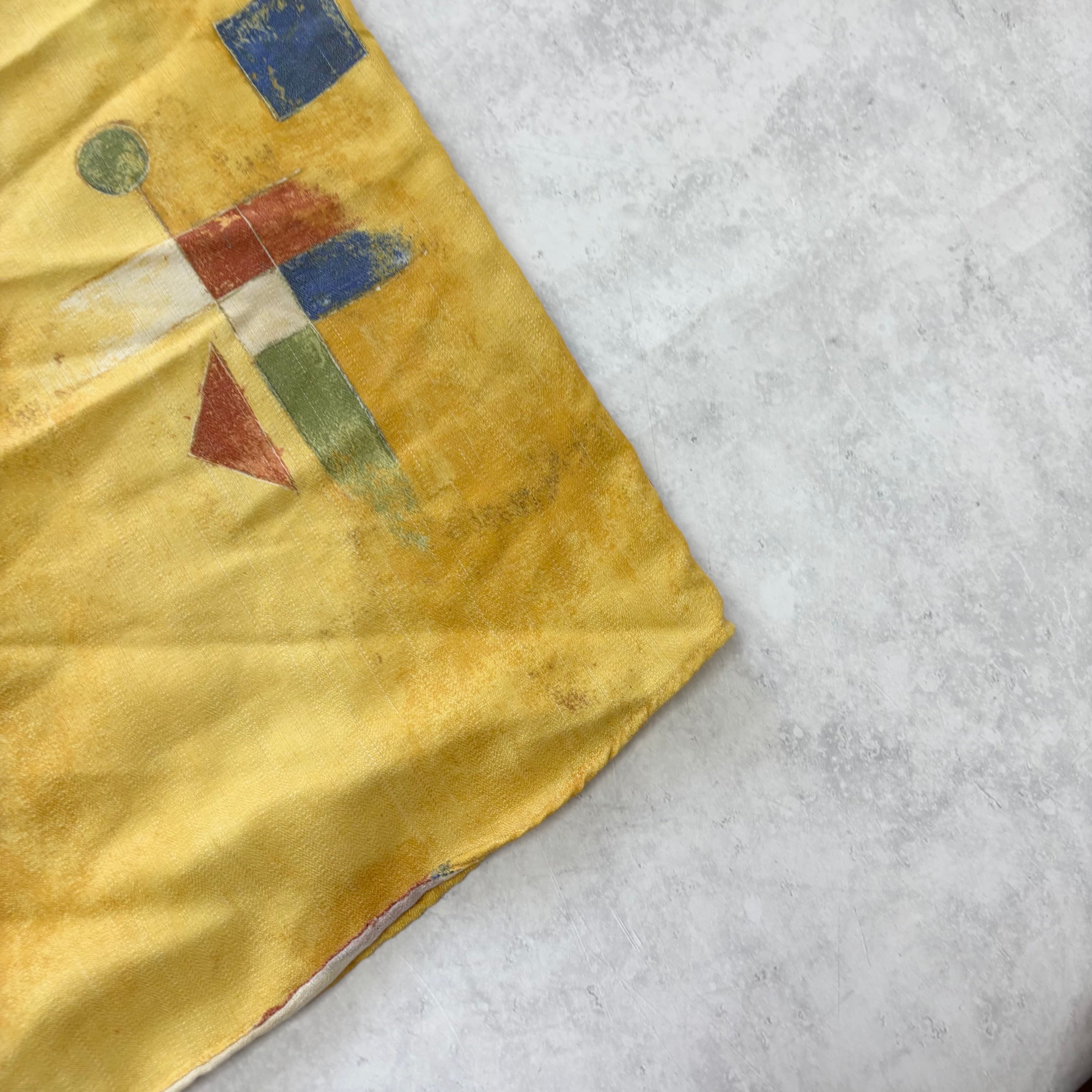 Vintage Funky Shirt Mens Large Yellow Art Abstract Short Sleeve (E)