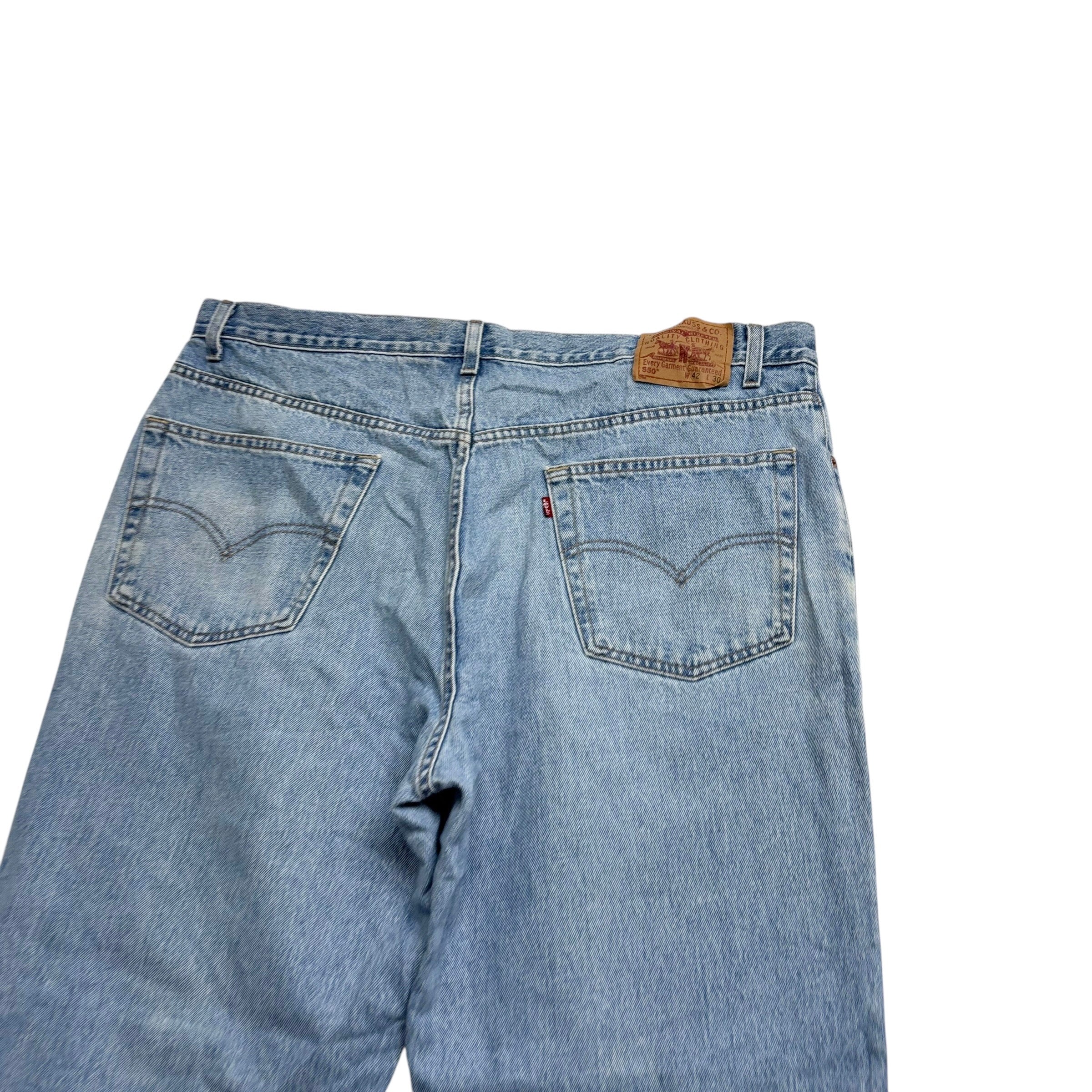 Levis 550 Jeans W42 L30 Mens Light Blue Relaxed Straight Fit Vintage Denim