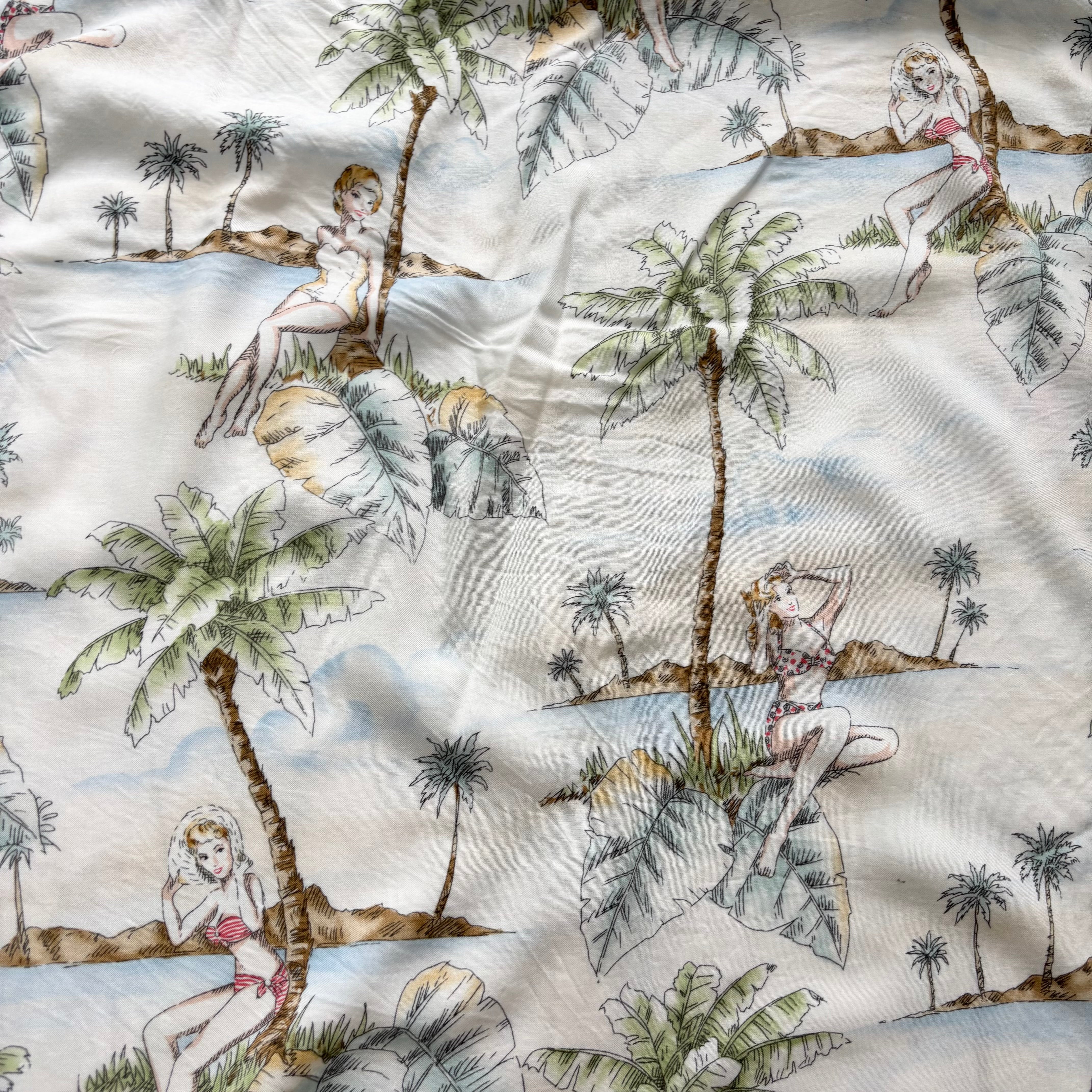 Vintage Hawaiian Shirt Mens XXL White Floral Aloha Short Sleeve Rayon (E)