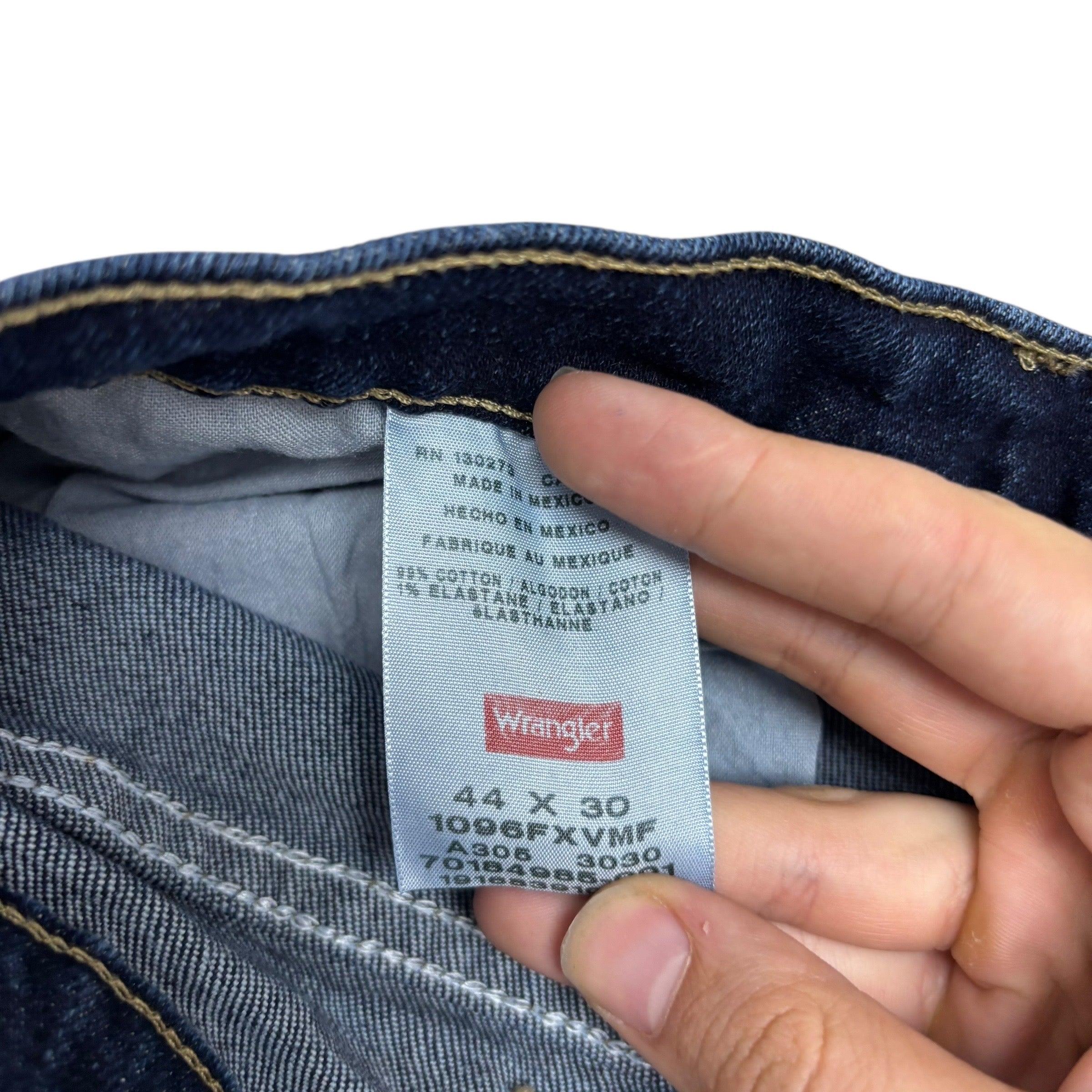 Wrangler Jeans W44 L30 Mens Dark Blue Regular Straight Fit Stretch Denim (E)