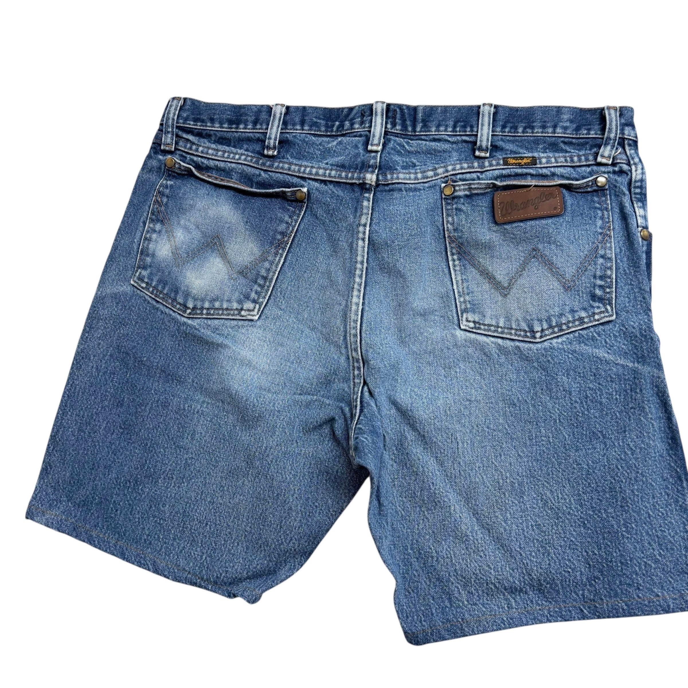 Wrangler Denim Shorts W38 Mens Jorts Mid Blue Regular Fit Cut Offs