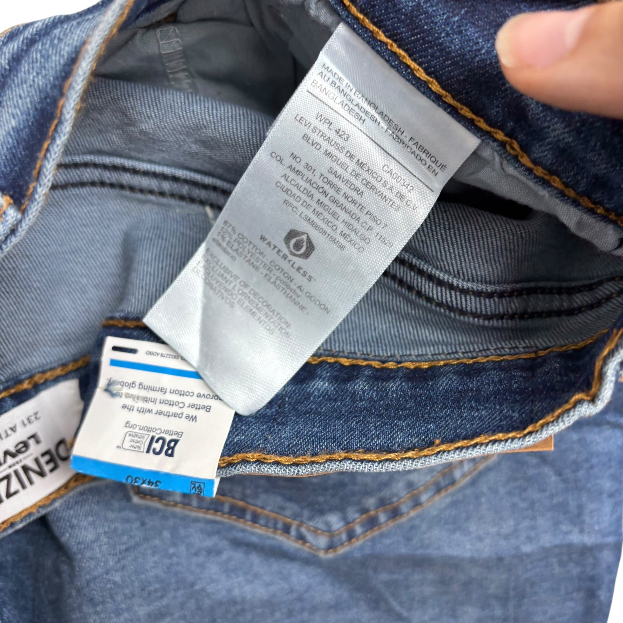 Levis Denizen Jeans W34 L30 Mens Mid Blue Athletic Fit Stretch Denim (E)