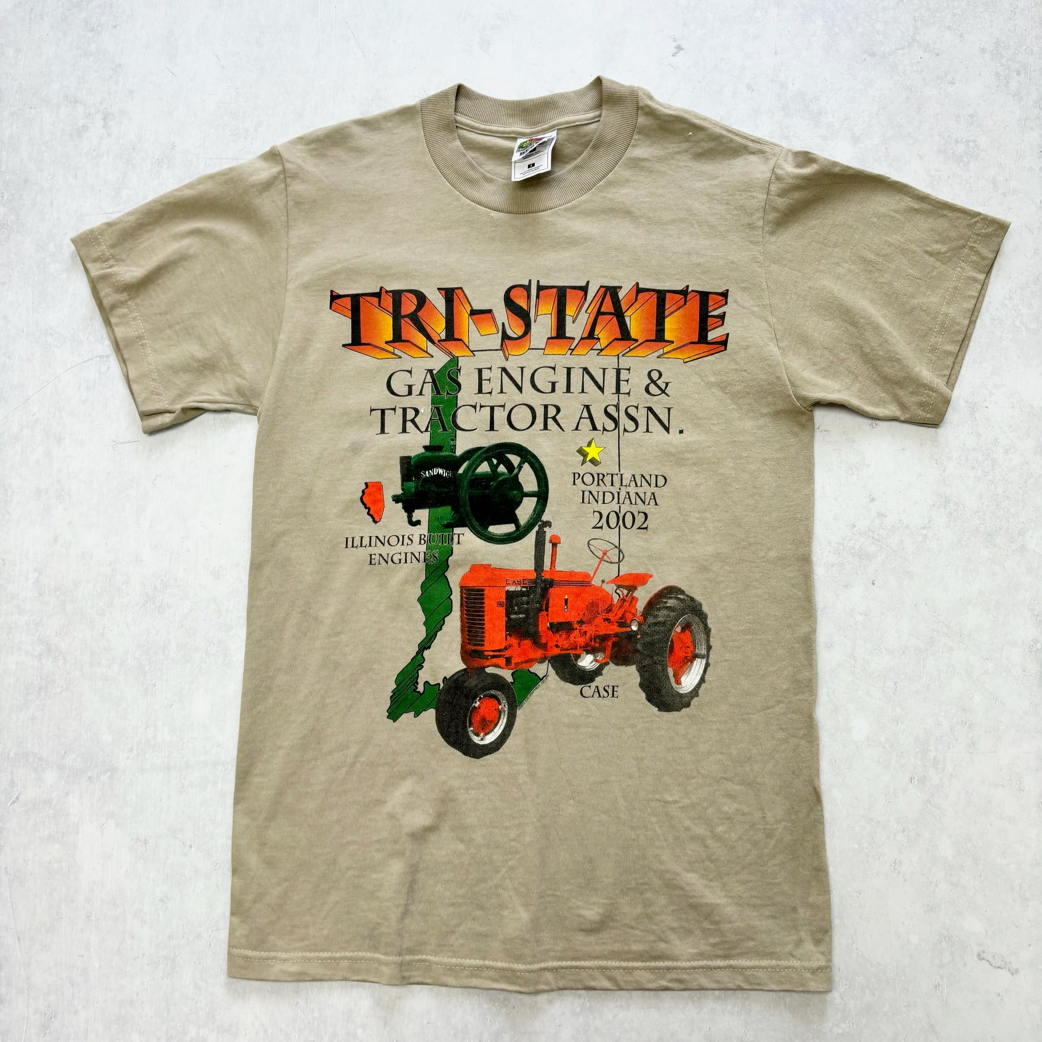 Vintage T Shirt Mens Small Tan Beige Graphic Print 00s USA