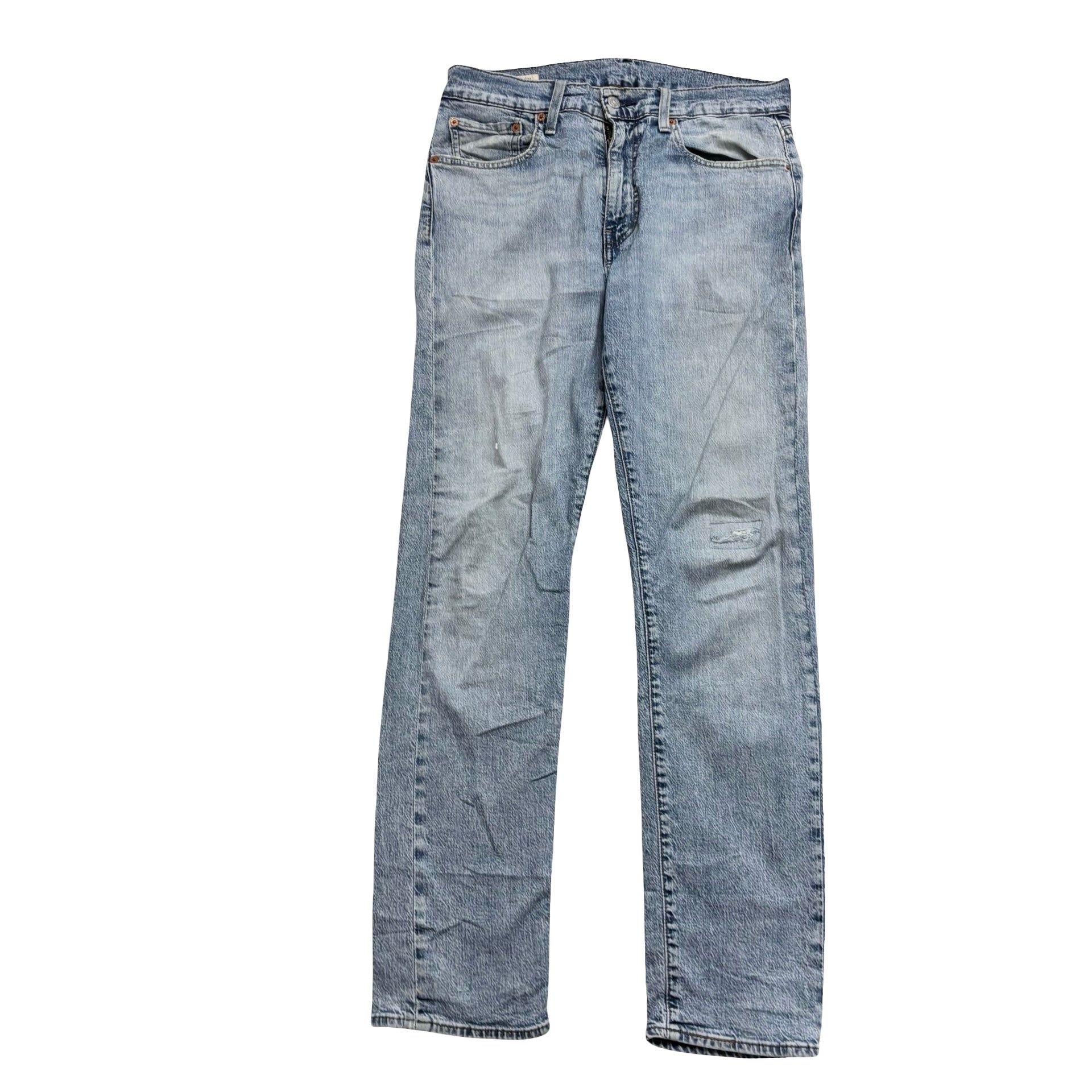 Levis 502 Jeans W31 L32 Mens Light Blue Regular Tapered Fit Stretch Distressed