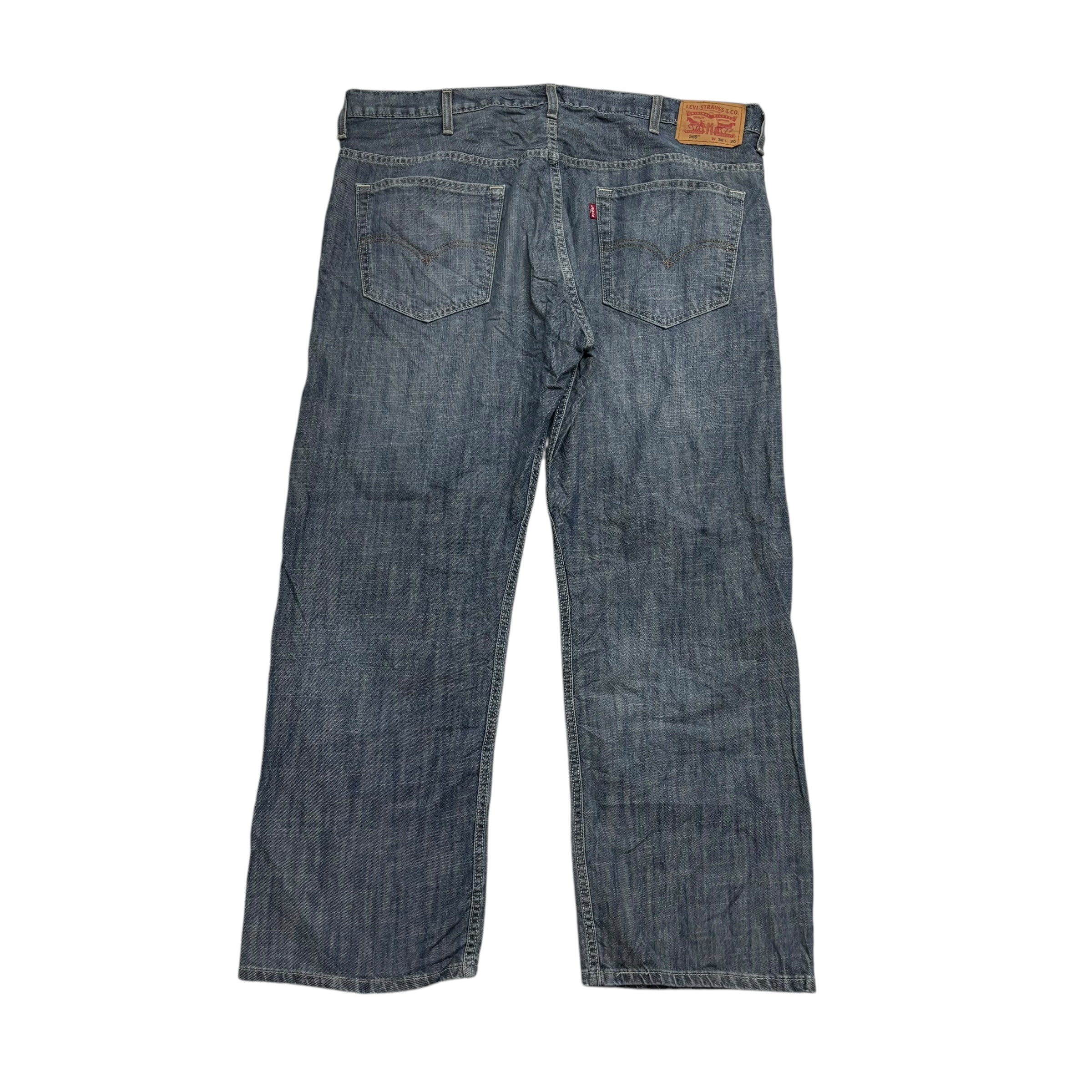 Levis 569 Jeans W38 L30 Mens Blue Baggy Relaxed Straight Fit Denim (E)