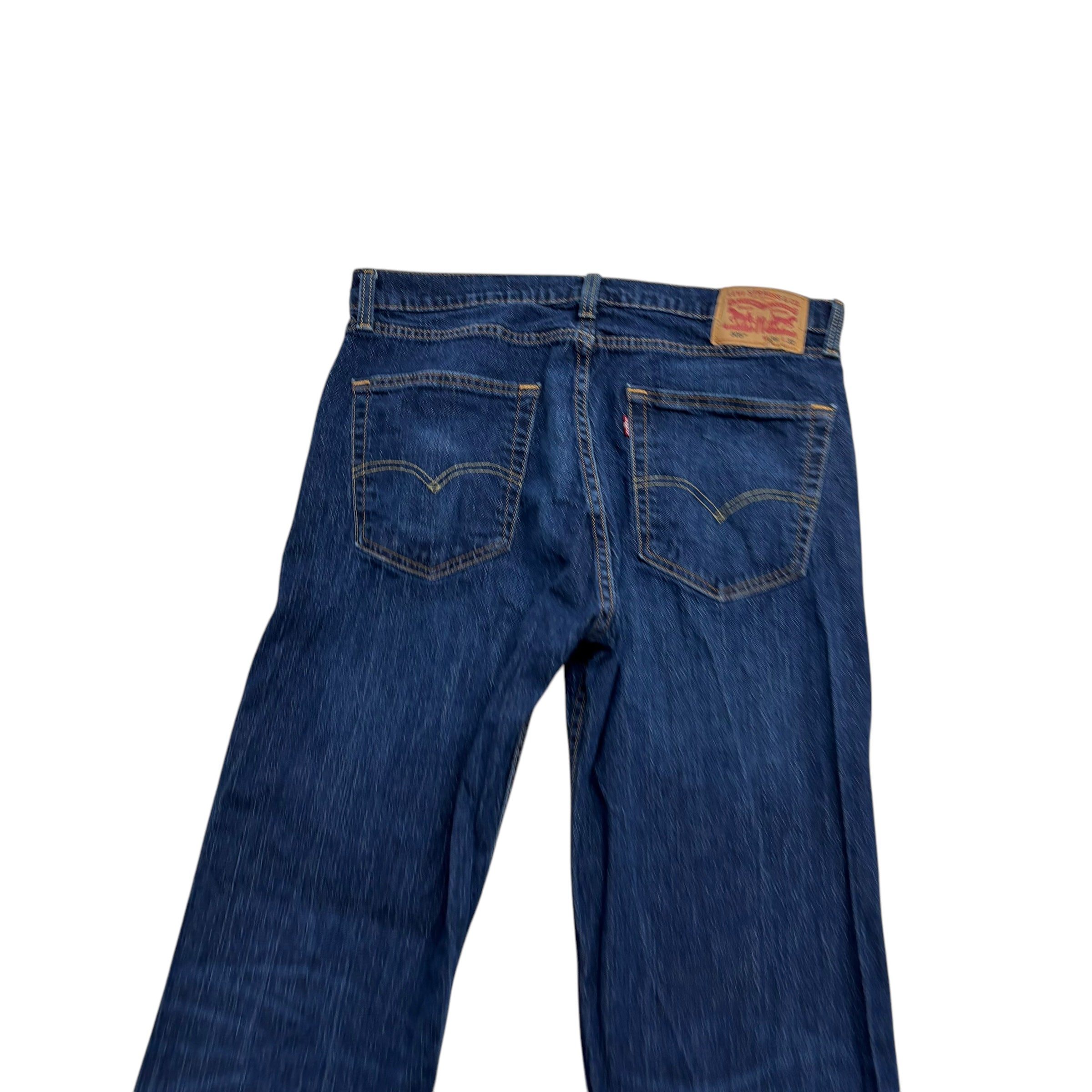 Levis 505 Jeans W36 L32 Mens Dark Blue Regular Straight Fit Stretch Denim (E)