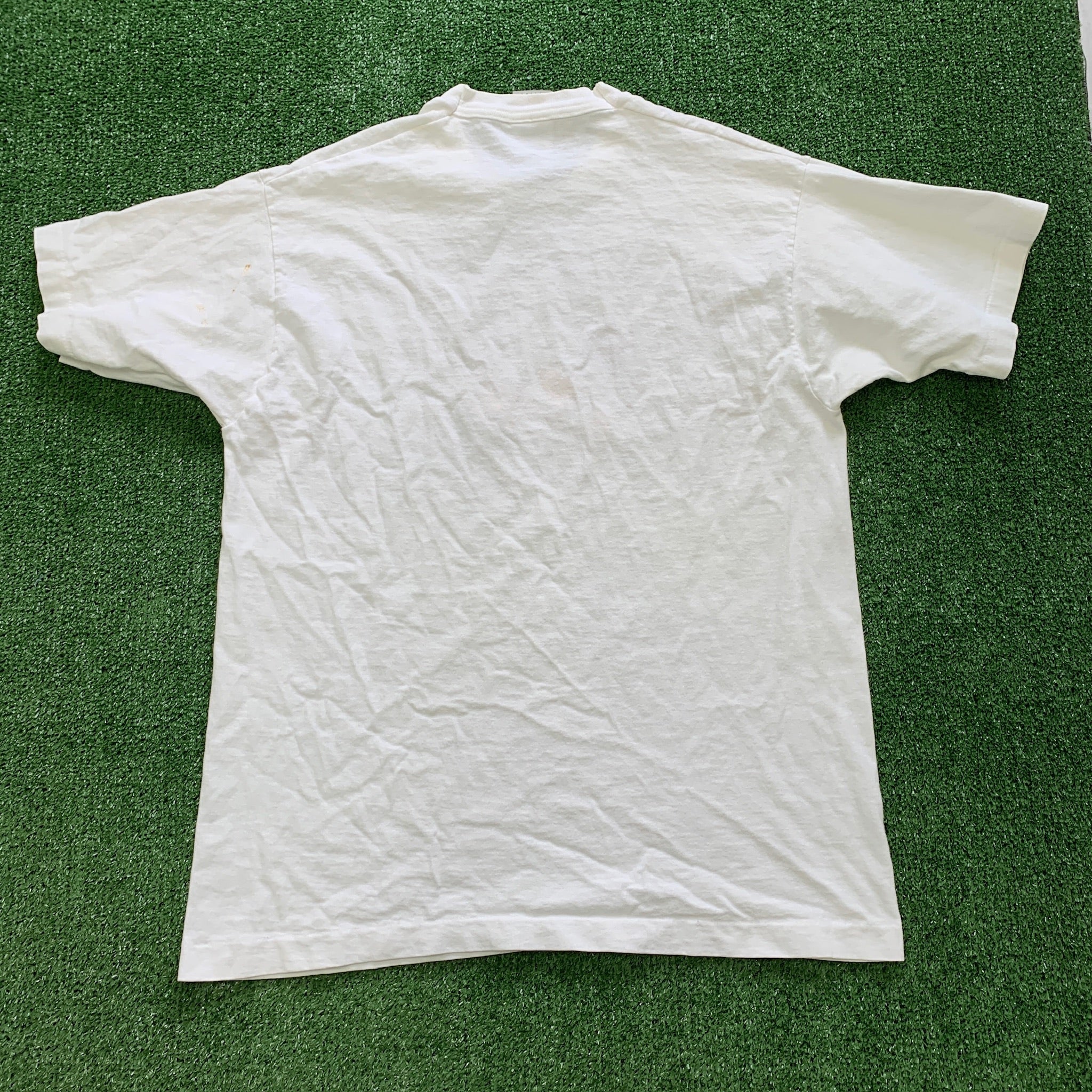 Vintage T Shirt Mens Medium White Single Stitch Graphic Print 90s USA