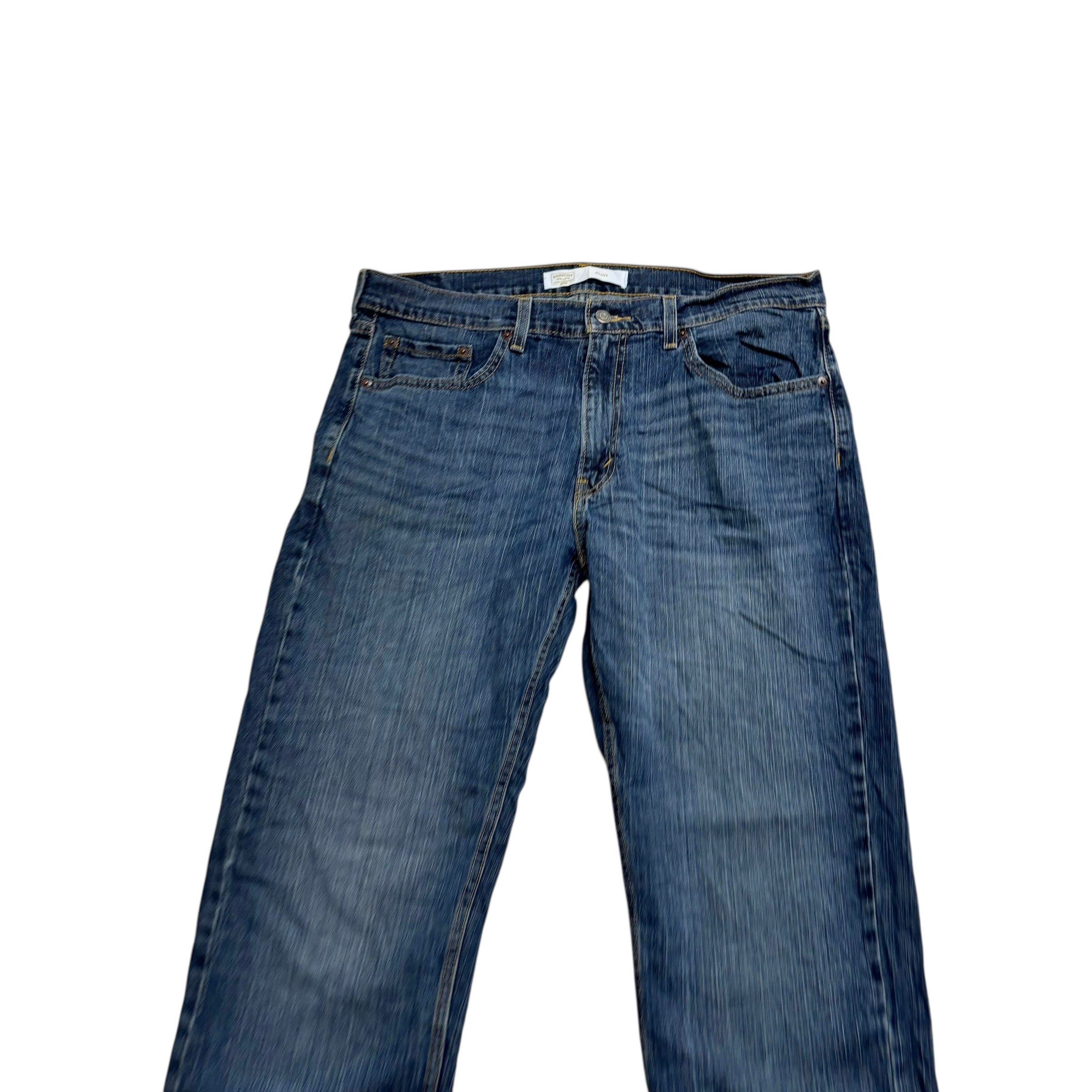 Levis Signature Jeans W36 L32 Mens Dark Blue Relaxed Straight Stretch Denim (E)