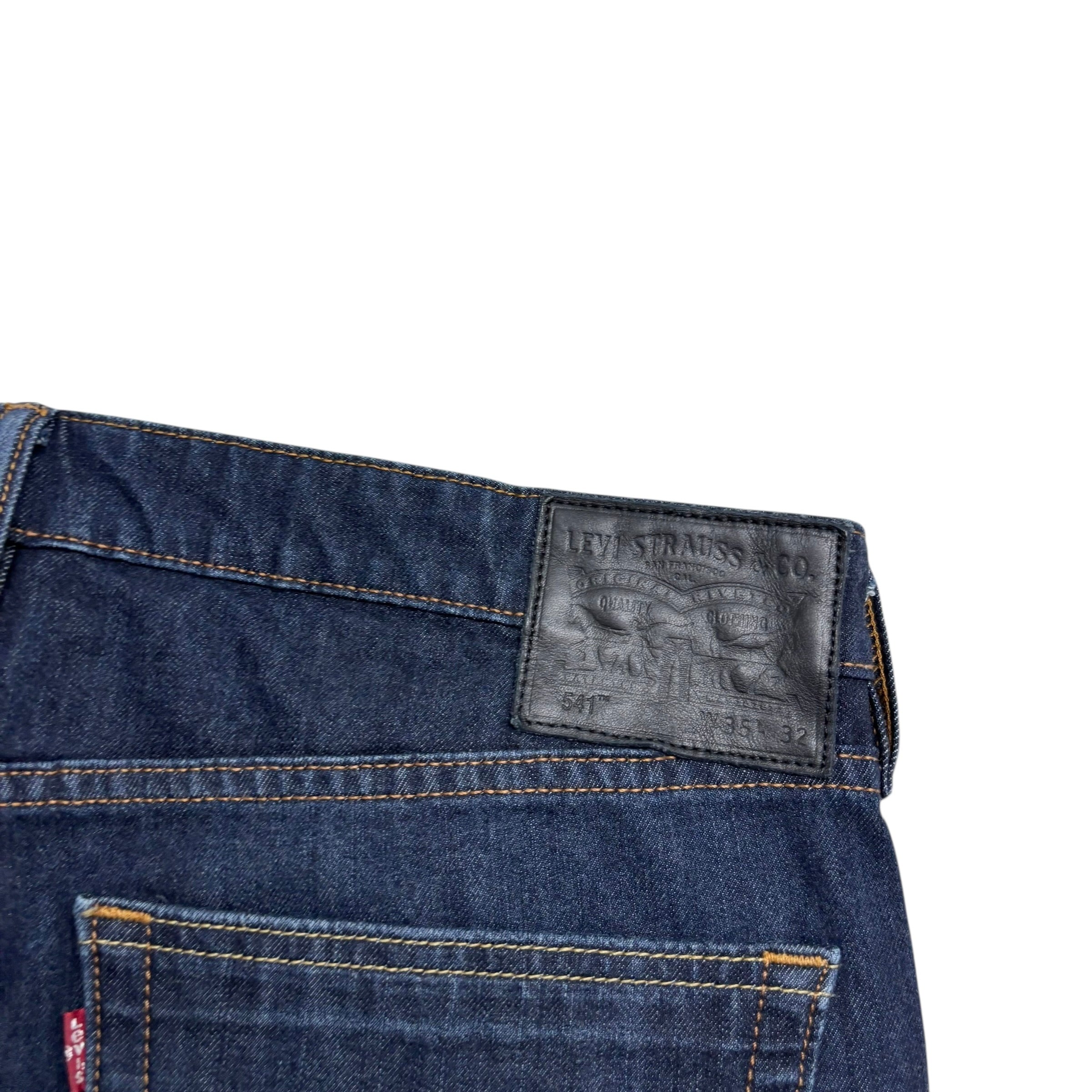 Levis 541 Commuter Jeans W35 L32 Mens Dark Blue Athletic Tapered Fit Stretch (E)