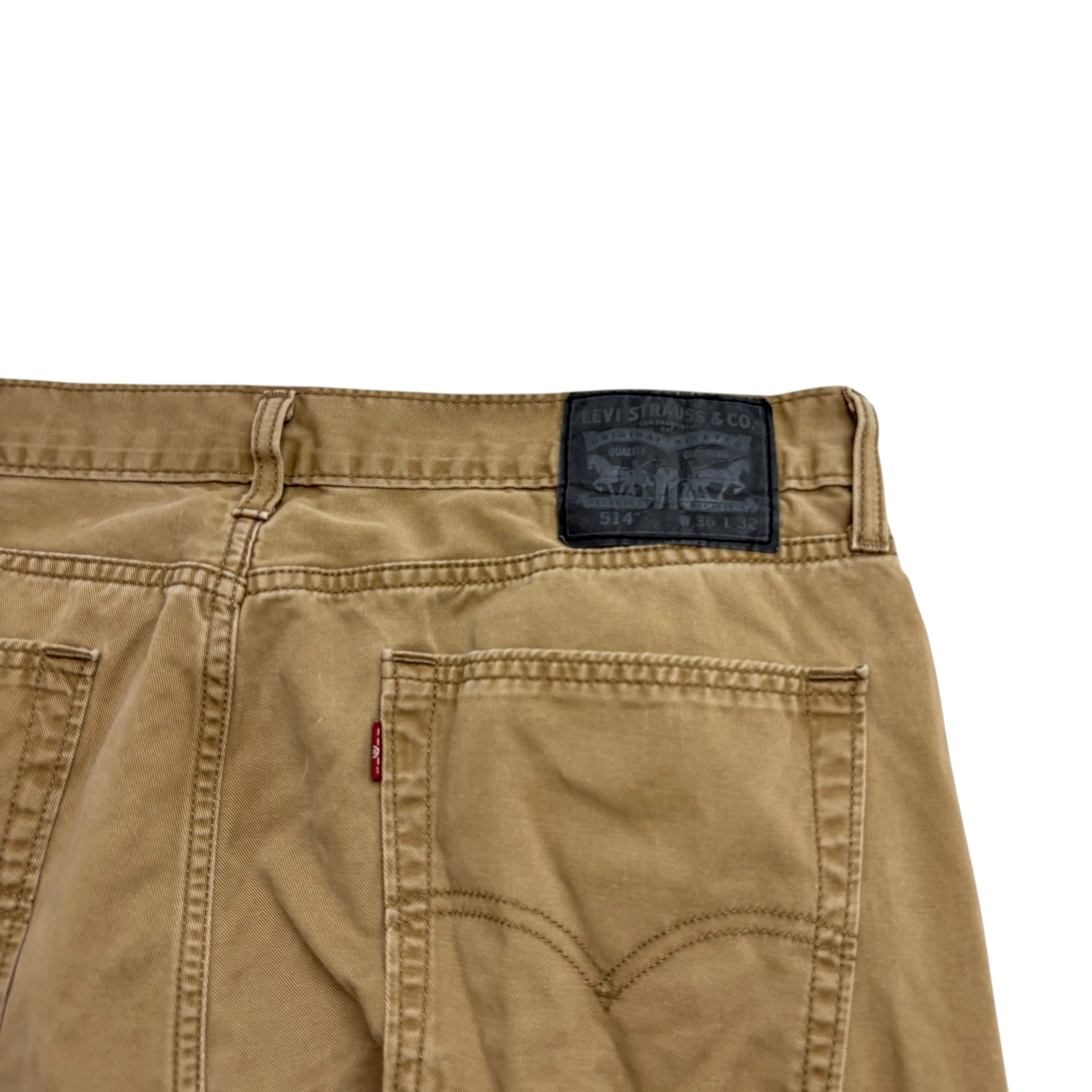 Levis 514 Trousers W36 L32 Mens Tan Regular Straight Fit Pants (E)
