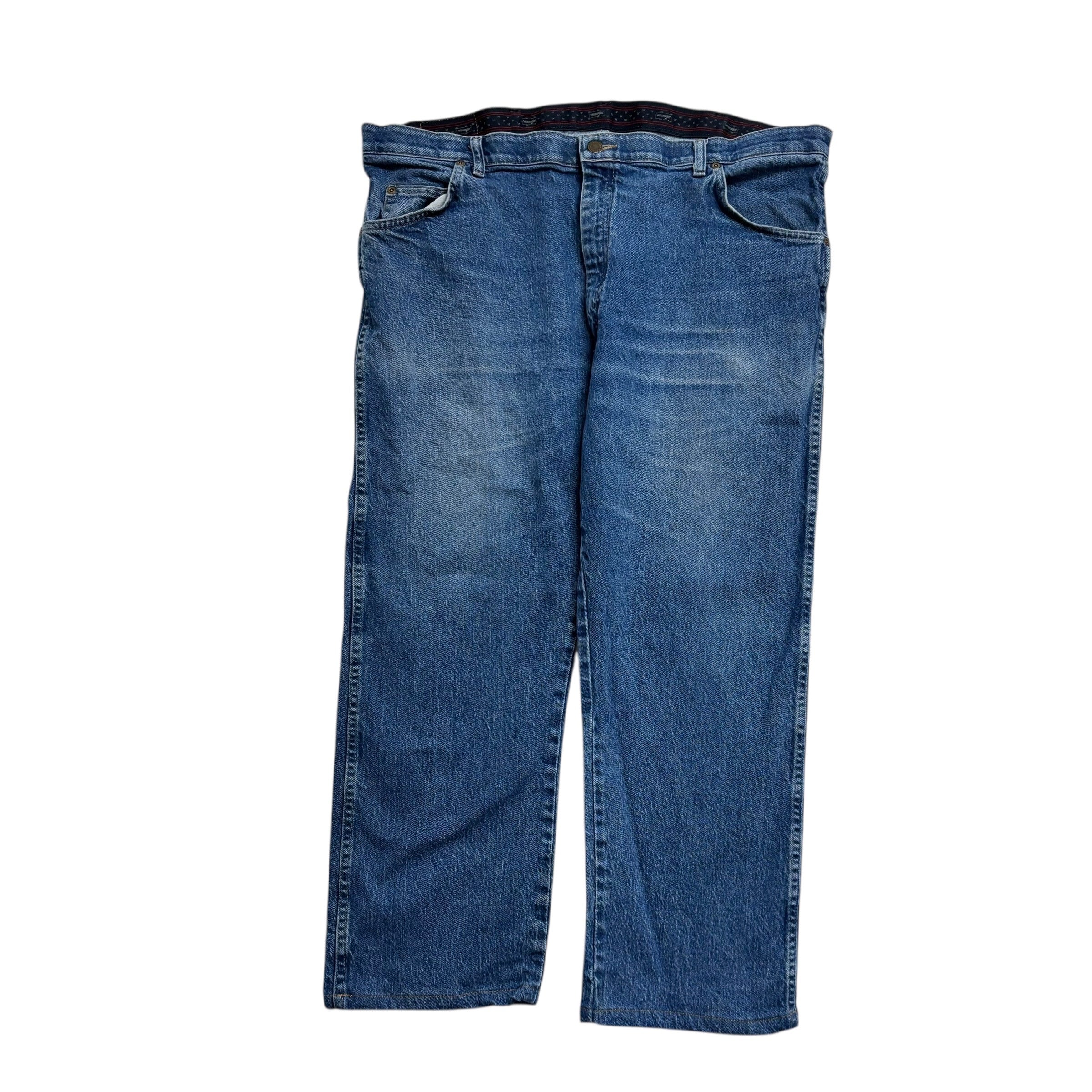 Wrangler Jeans W42 L26 Mens Mid Blue Regular Straight Fit Stretch Denim