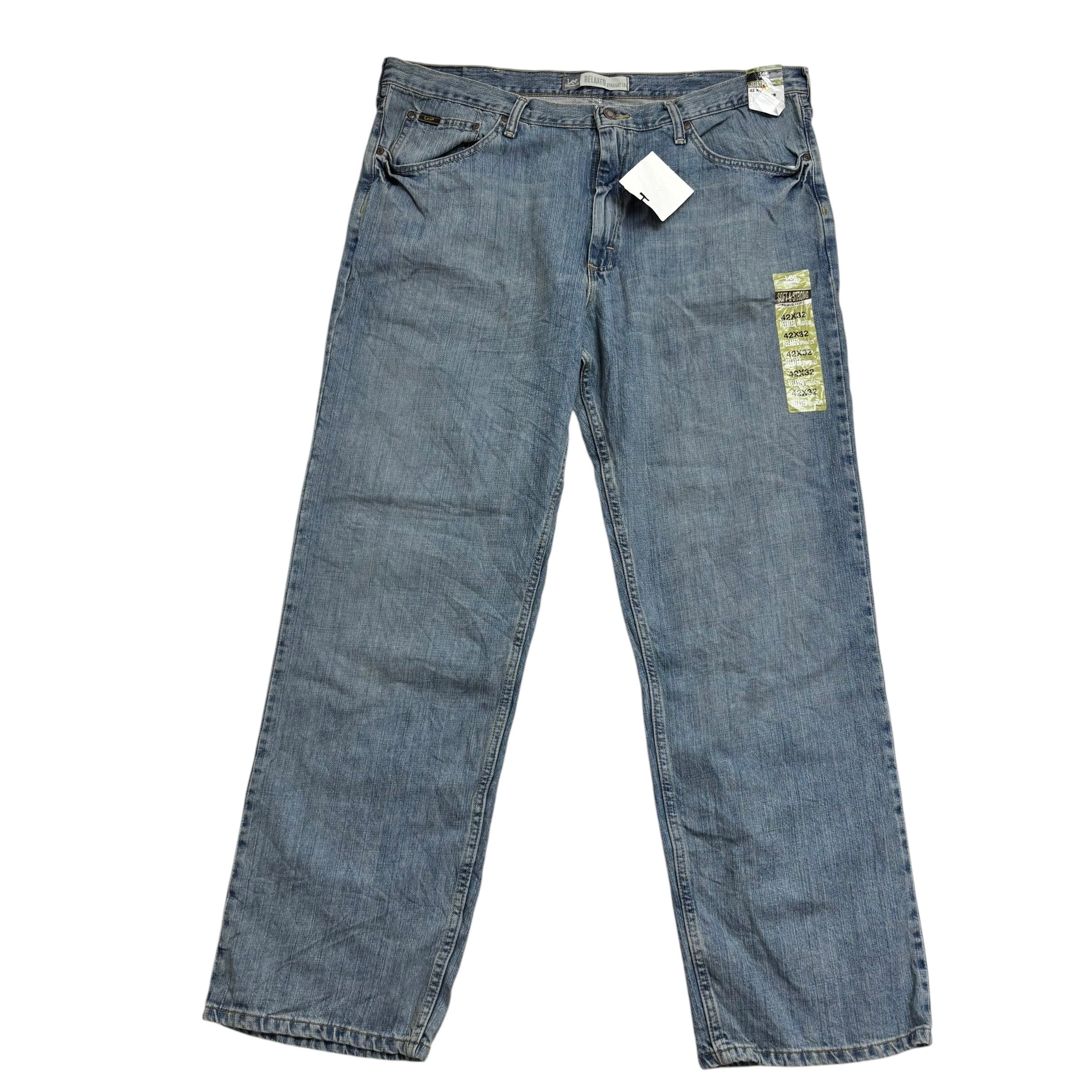 Lee Jeans W42 L32 Mens Mid Blue Relaxed Straight Fit Vintage Denim (E)